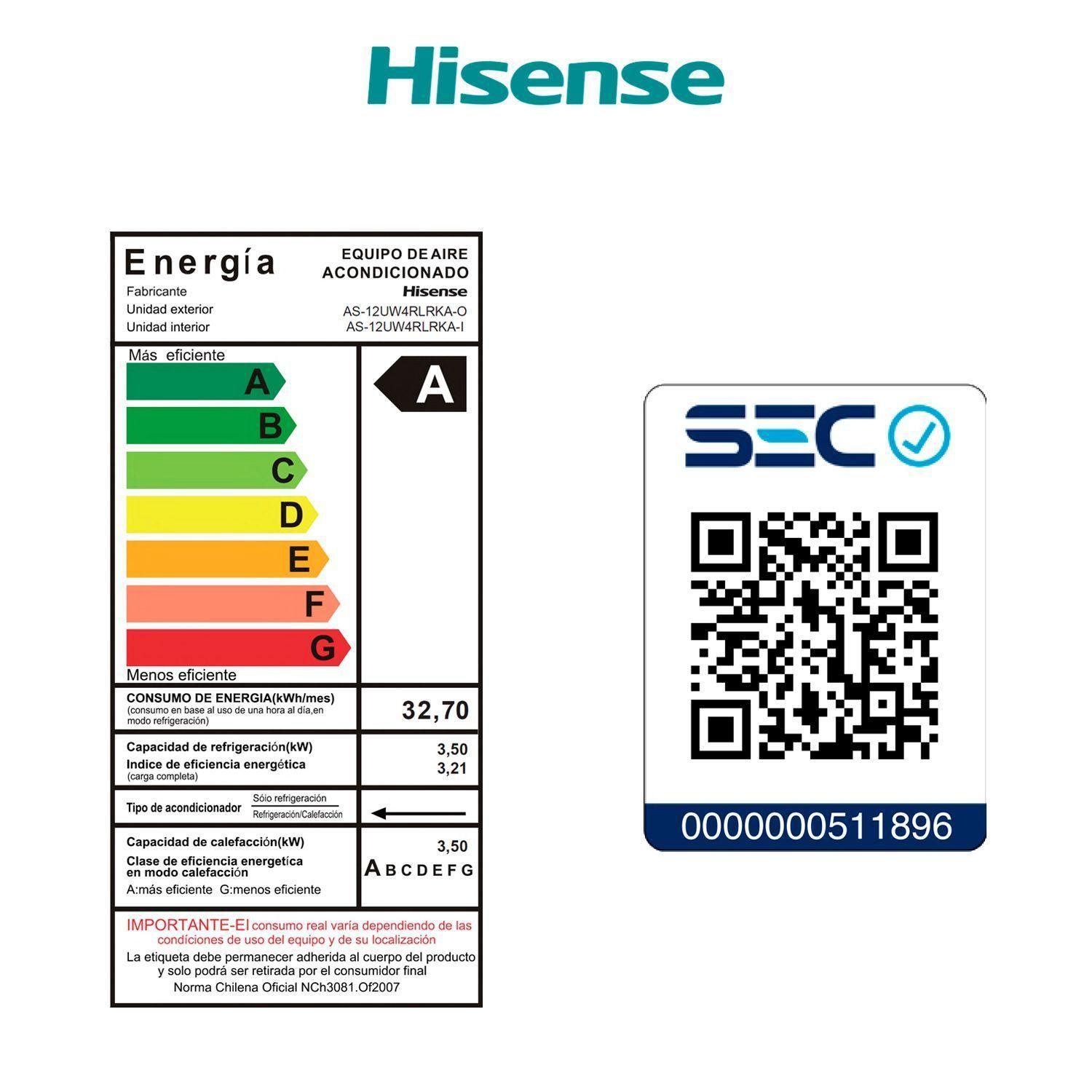 Aire Acondicionado Hisense 12000 BTU Hi Vida Inverter Expert-5