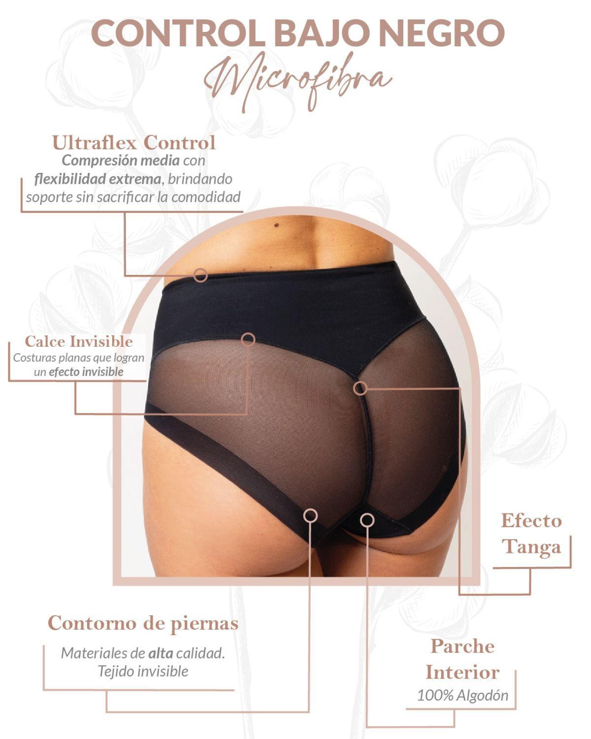 ULTRAFLEX CONTROL BAJO EN MICROFIBRA - COMPRESIÓN MEDIA SIN DEMARCACIÓN-NEGRO-2