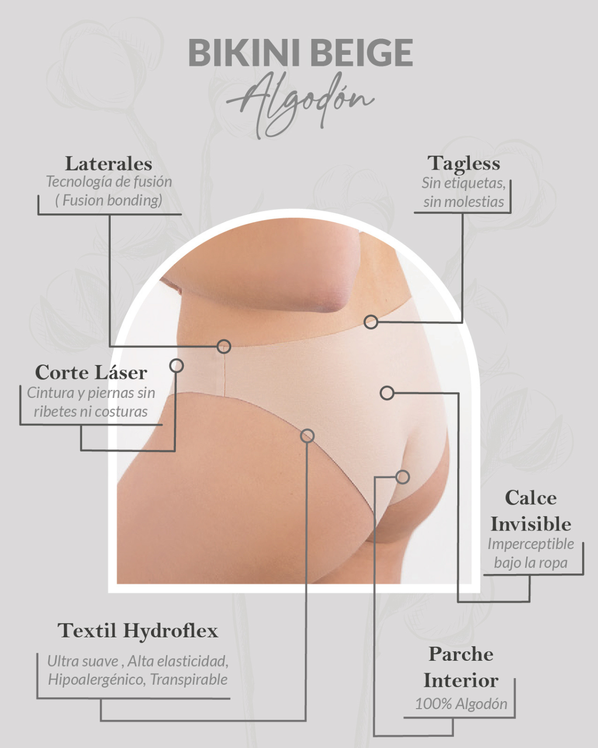 CALZÓN PACK 3 BIKINI EN HYDROFLEX ALGODÓN SIN DEMARCACIÓN SURTIDO-3