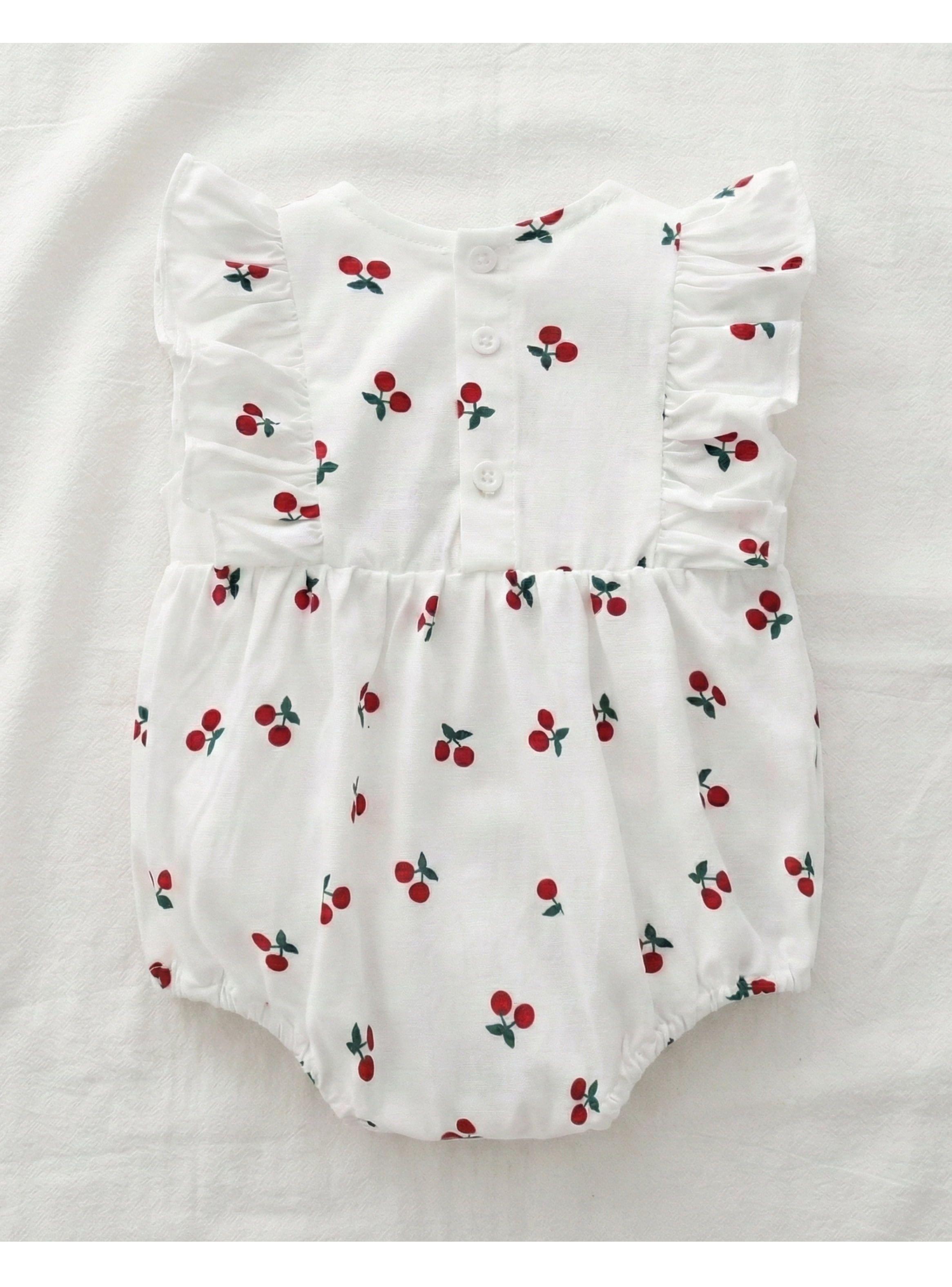 BODY RANITA BEBE NIÑA PEQUEÑA LUZ CEREZAS ALGODON-3