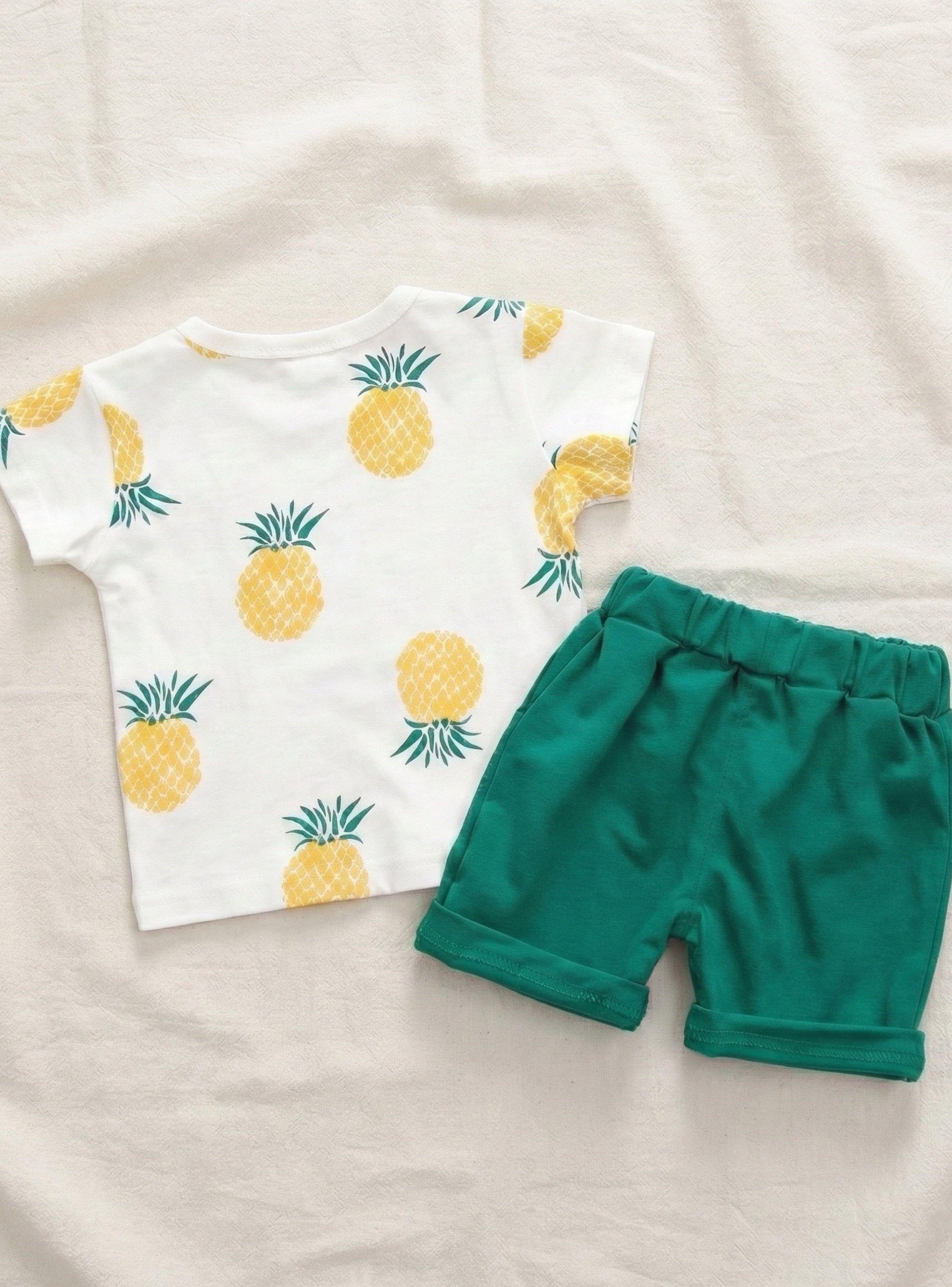 CONJUNTO BEBE NIÑO PEQUEÑA LUZ SHORT MAS POLERA DISEÑO PIÑAS-3