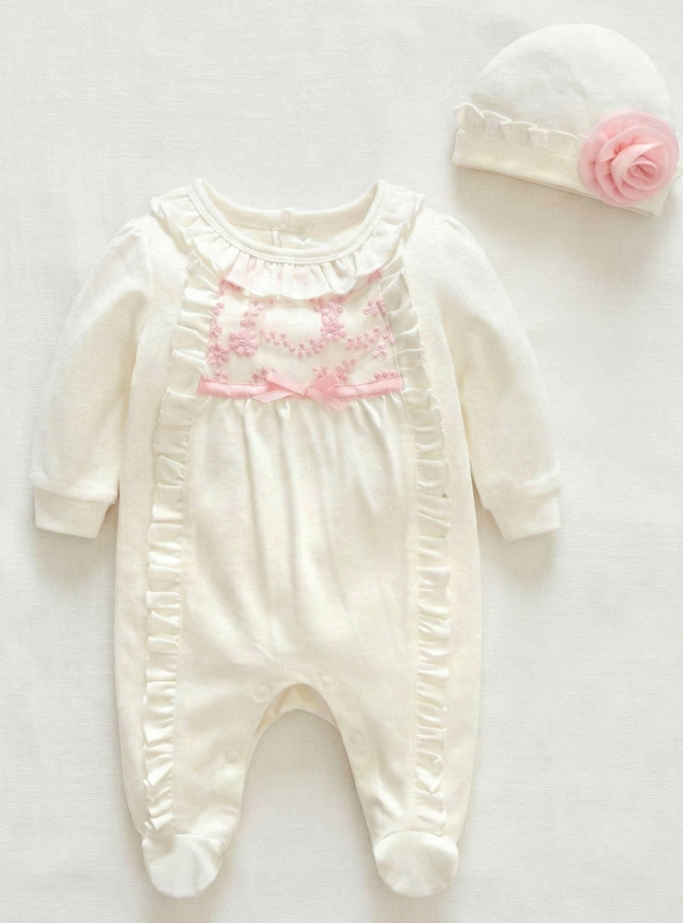 ENTERITO BEBE NIÑA PEQUEÑA LUZ ALGODON CON GORRO-2