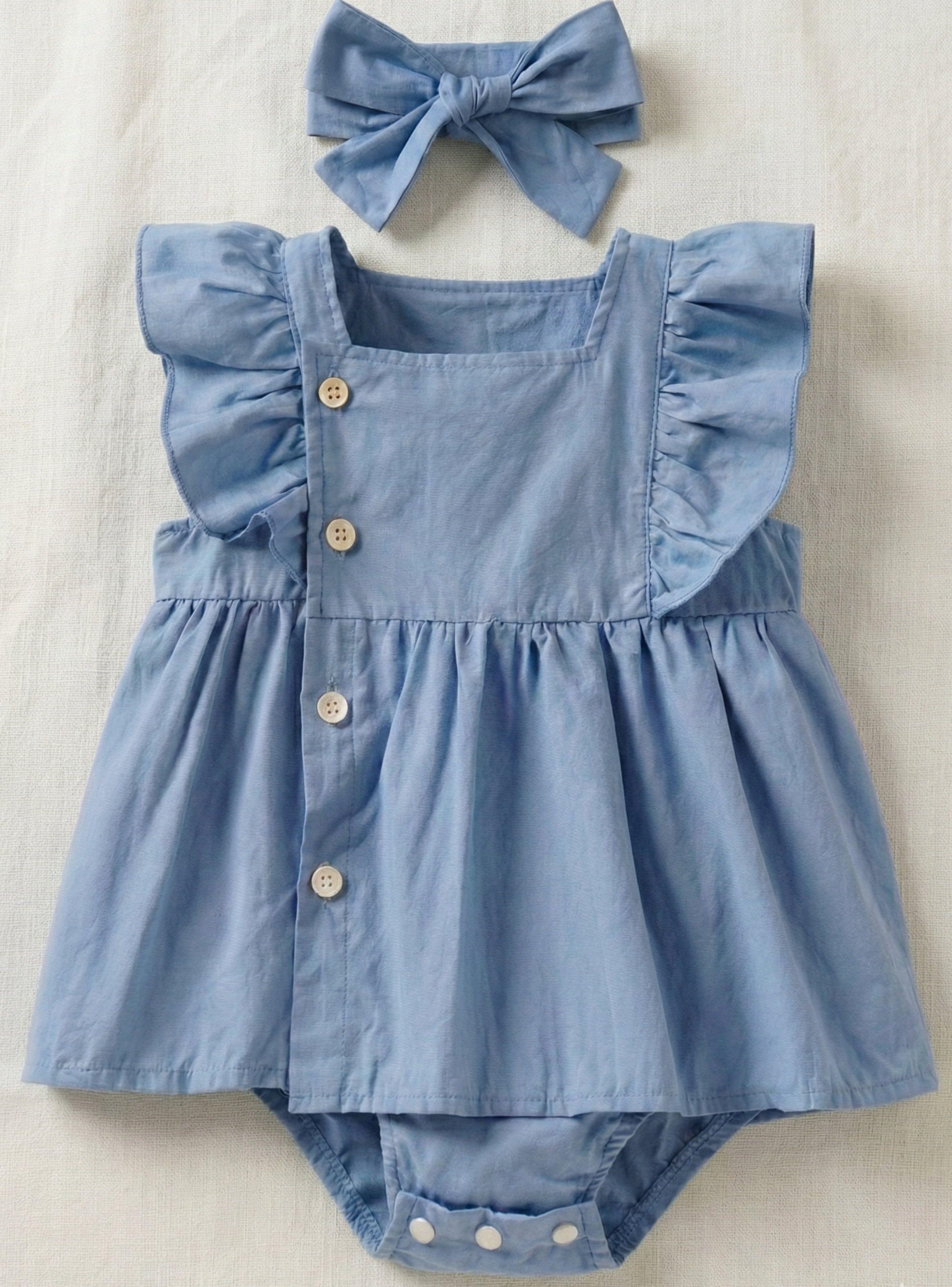 VESTIDO Y BODY BEBE NIÑA PEQUEÑA LUZ CELESTE CON LISTON-1