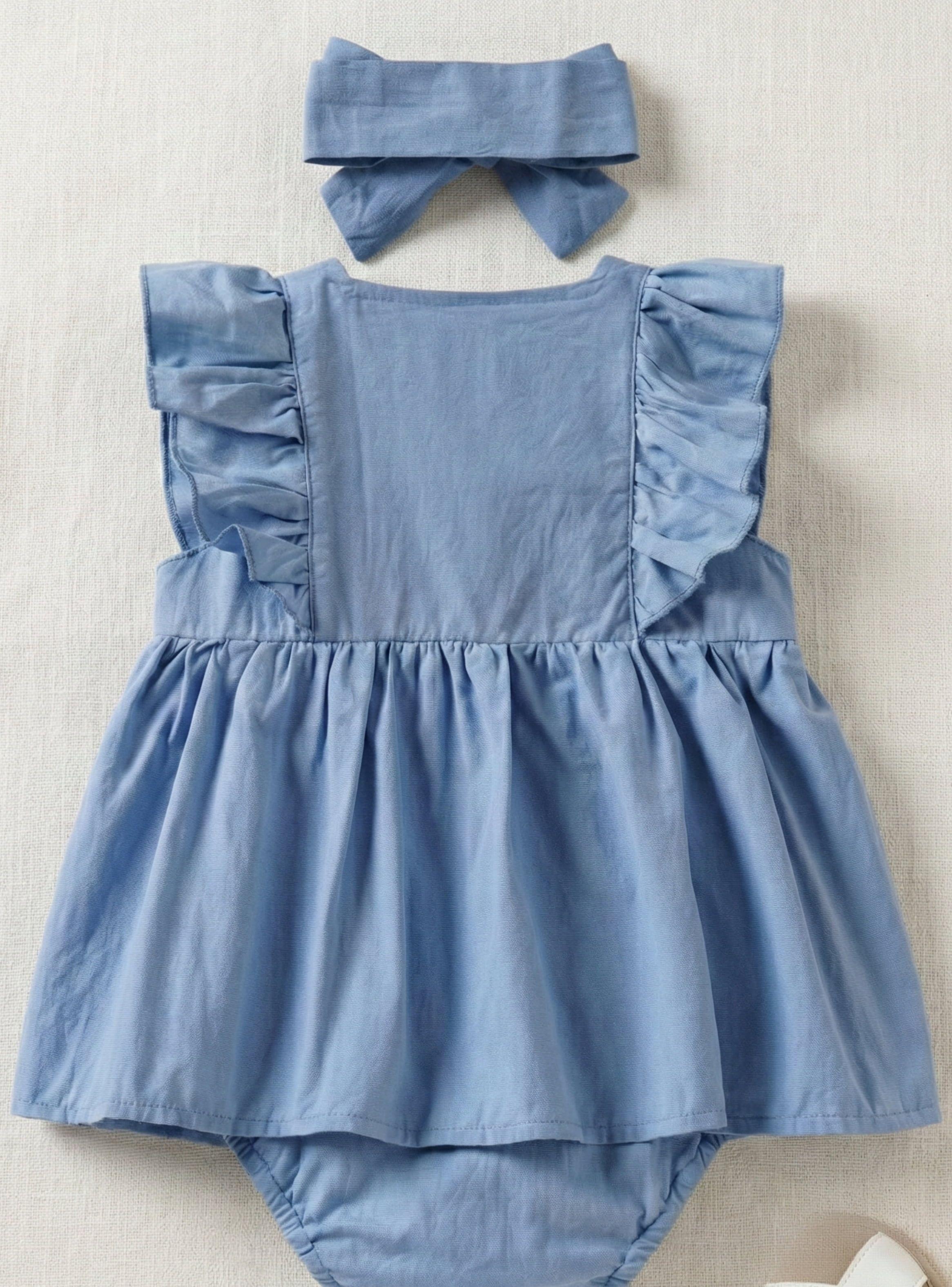 VESTIDO Y BODY BEBE NIÑA PEQUEÑA LUZ CELESTE CON LISTON-4