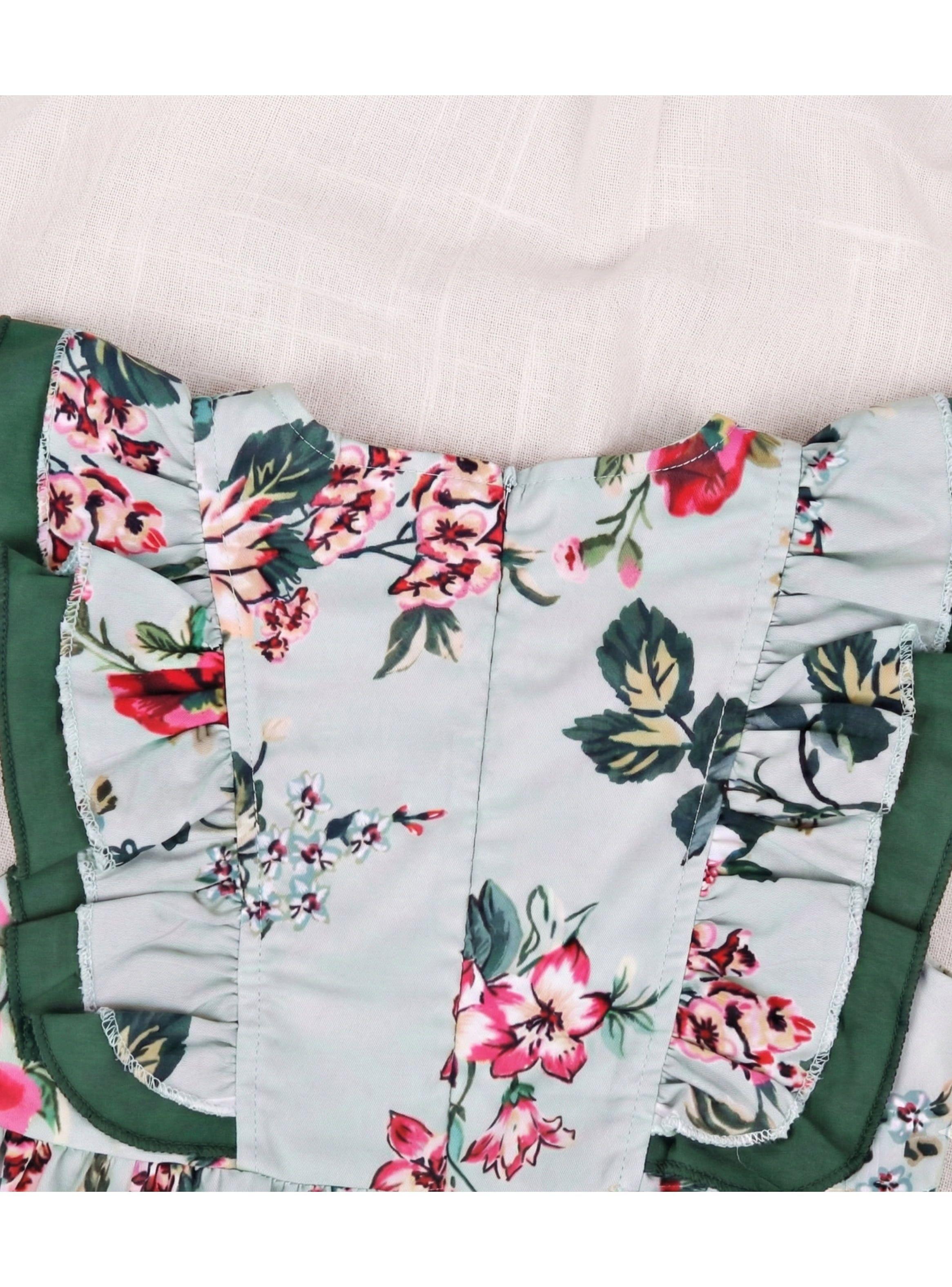 VESTIDO BEBE NIÑA PEQUEÑA LUZ VERDE FLOREADO-2