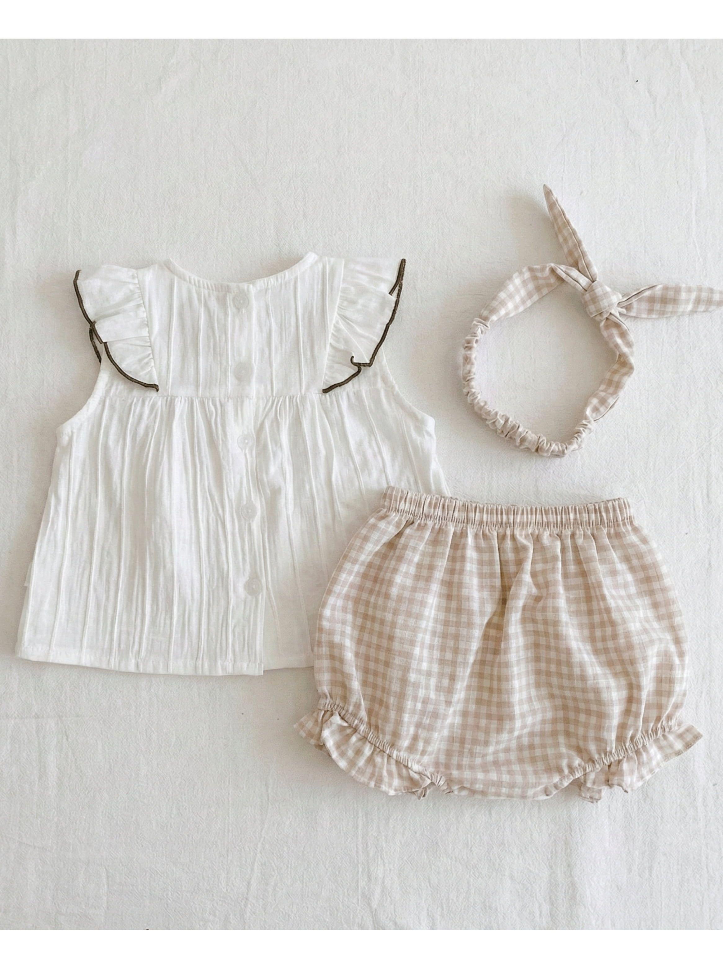 CONJUNTO BEBE NIÑA PEQUEÑA LUZ BLUSA MAS CUBREPAÑAL Y DIADEMA-3