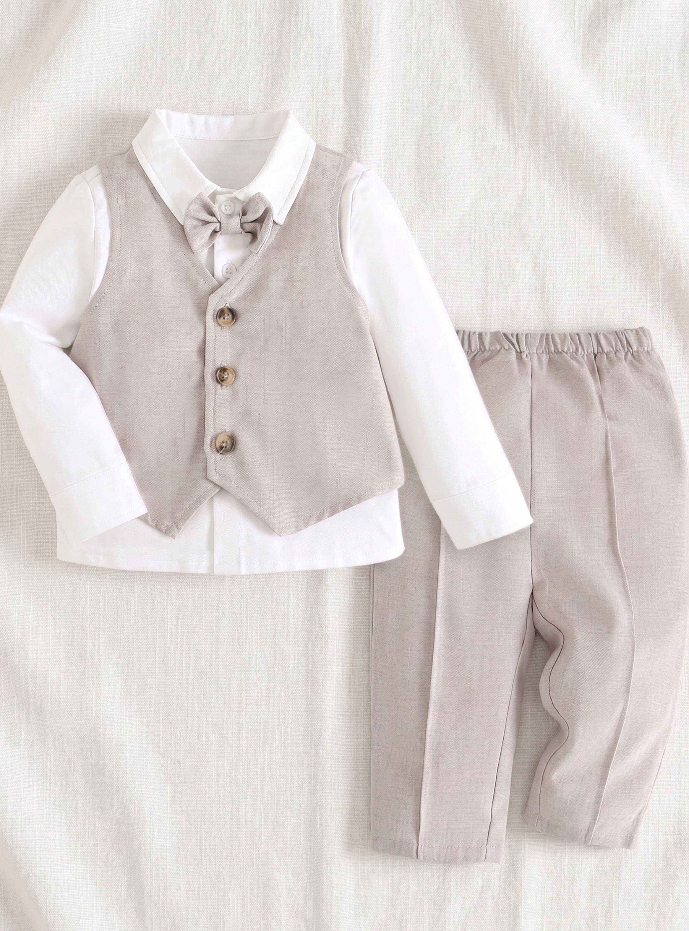 Conjunto Traje Bebé Niño Pequeña Luz 3 Piezas Chaqueta Desmontable Y Polera-1