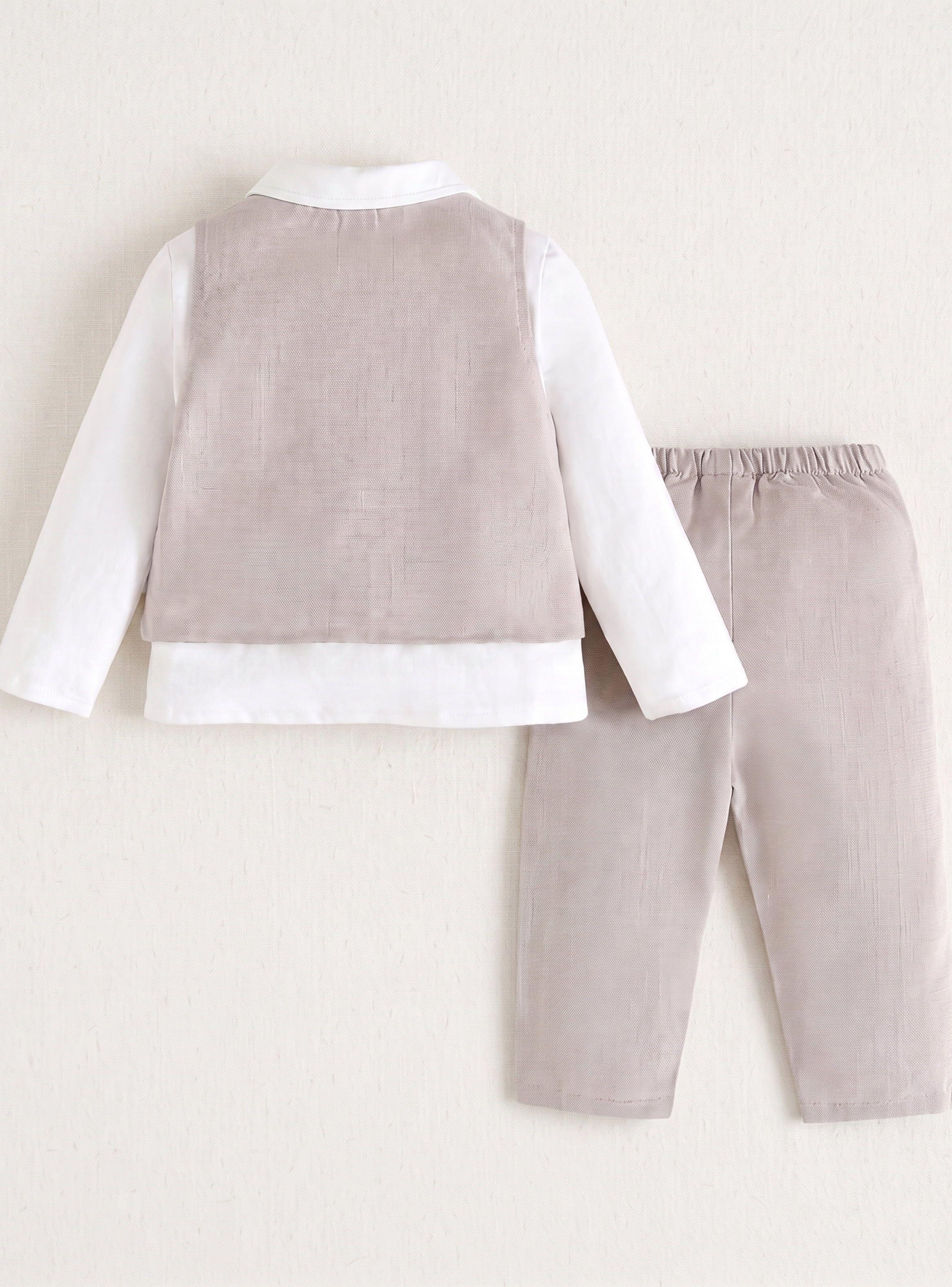 Conjunto Traje Bebé Niño Pequeña Luz 3 Piezas Chaqueta Desmontable Y Polera-4