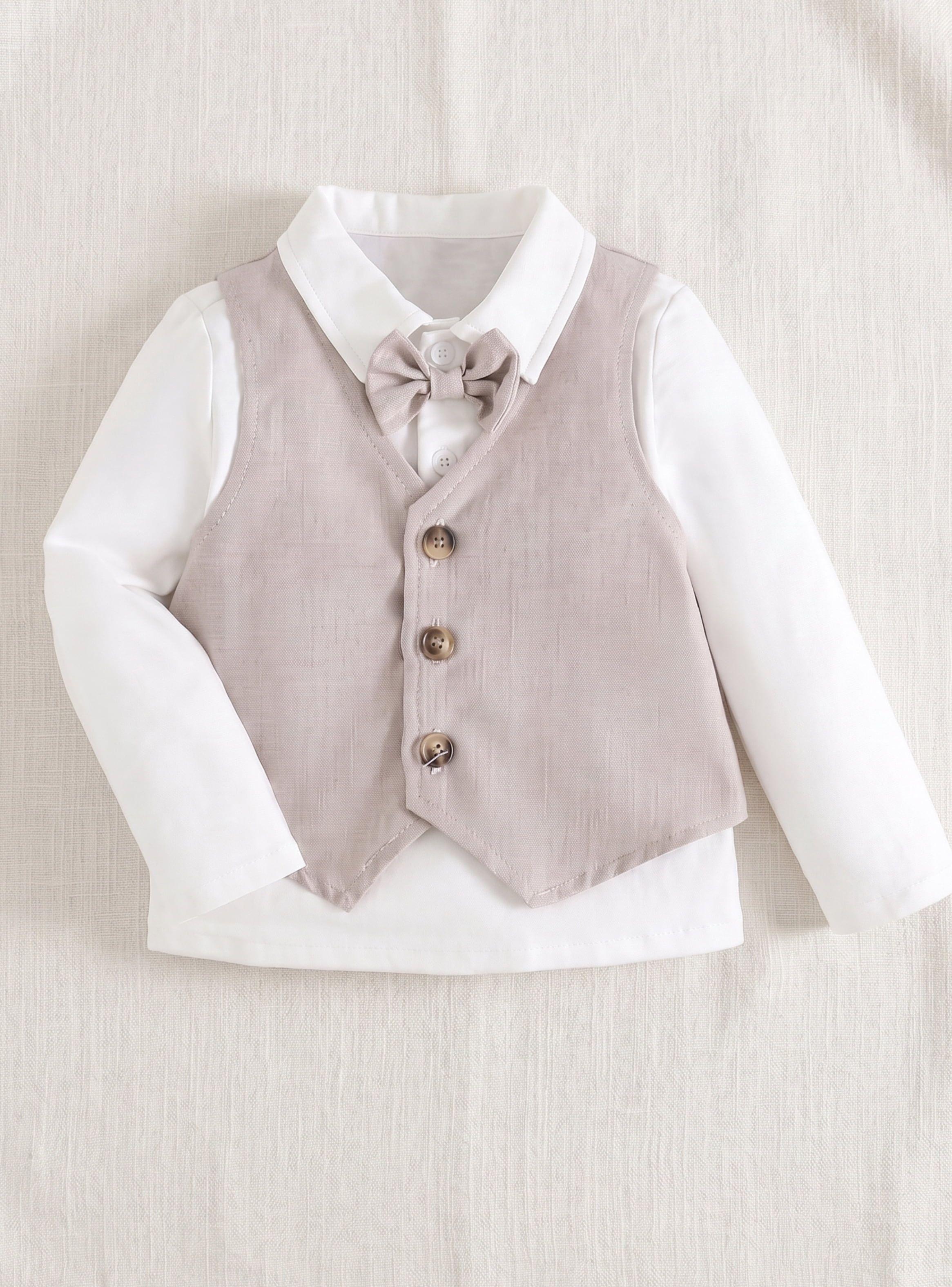 Conjunto Traje Bebé Niño Pequeña Luz 3 Piezas Chaqueta Desmontable Y Polera-5