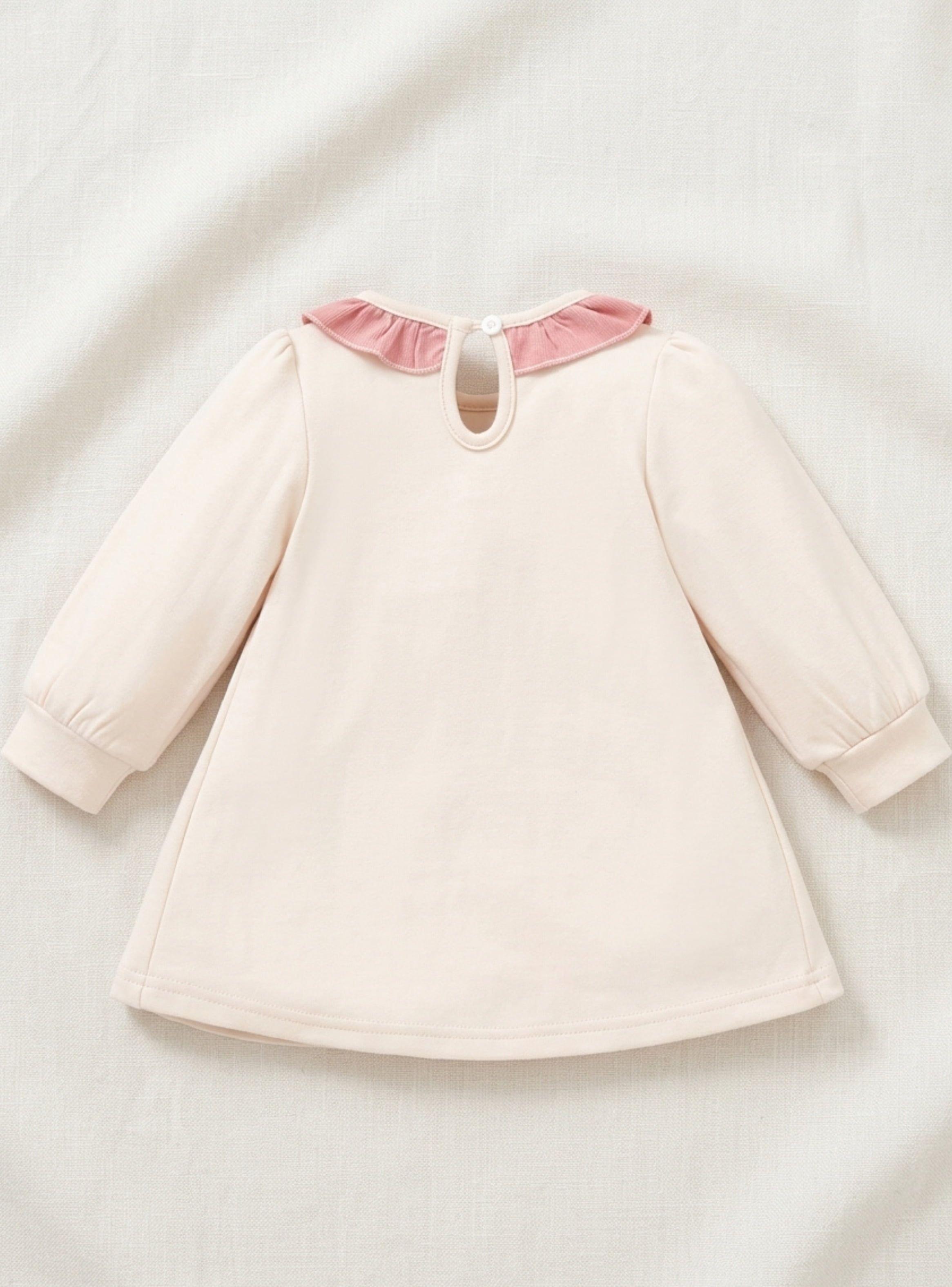 Vestido Bebé Niña Invierno Manga Larga Suave Lazos - Pequeña Luz-4