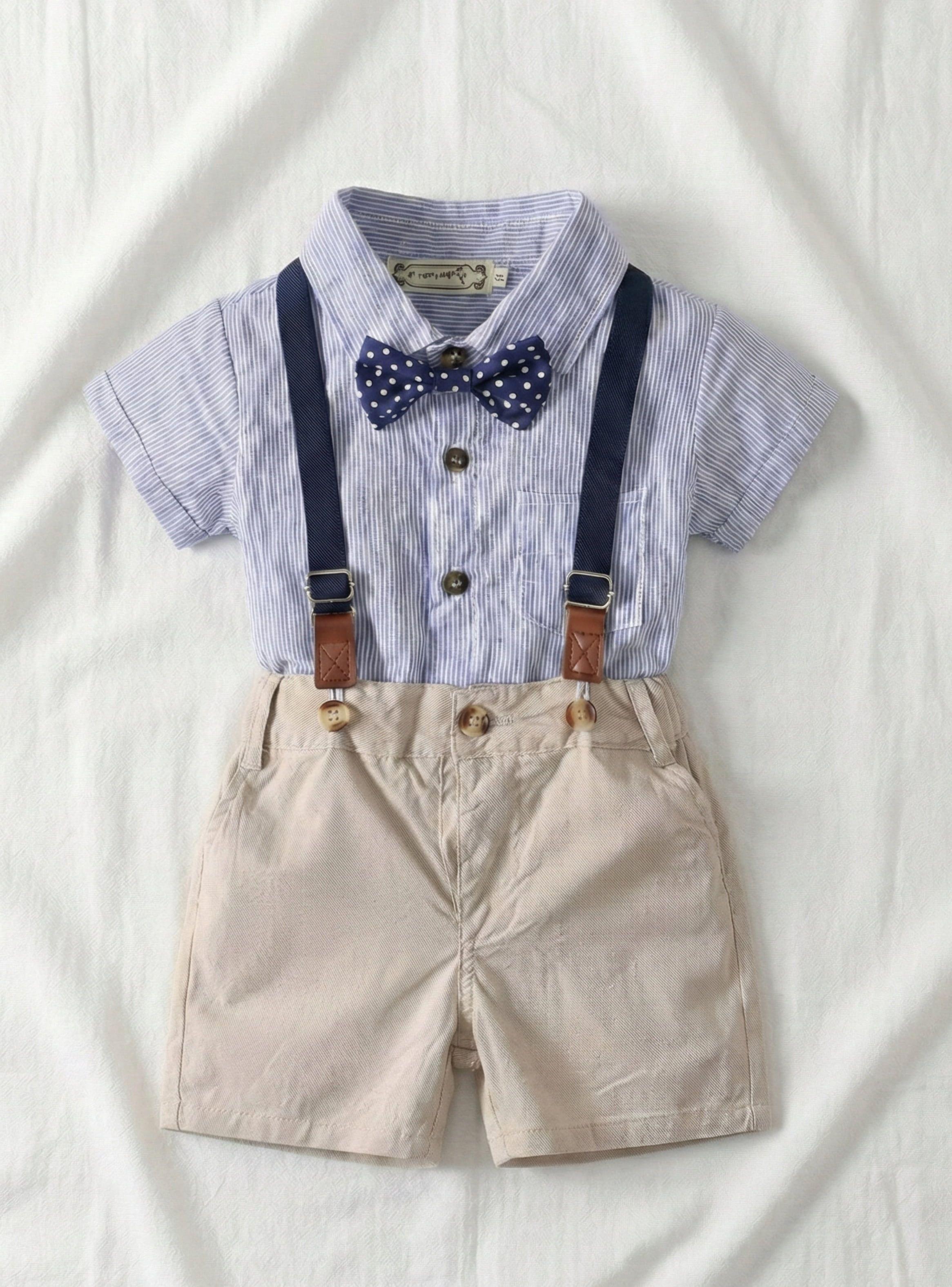 CONJUNTO BEBE NIÑO PEQUEÑA LUZ SHORT Y CAMISA- BODY ESTILO CABALLERO-1