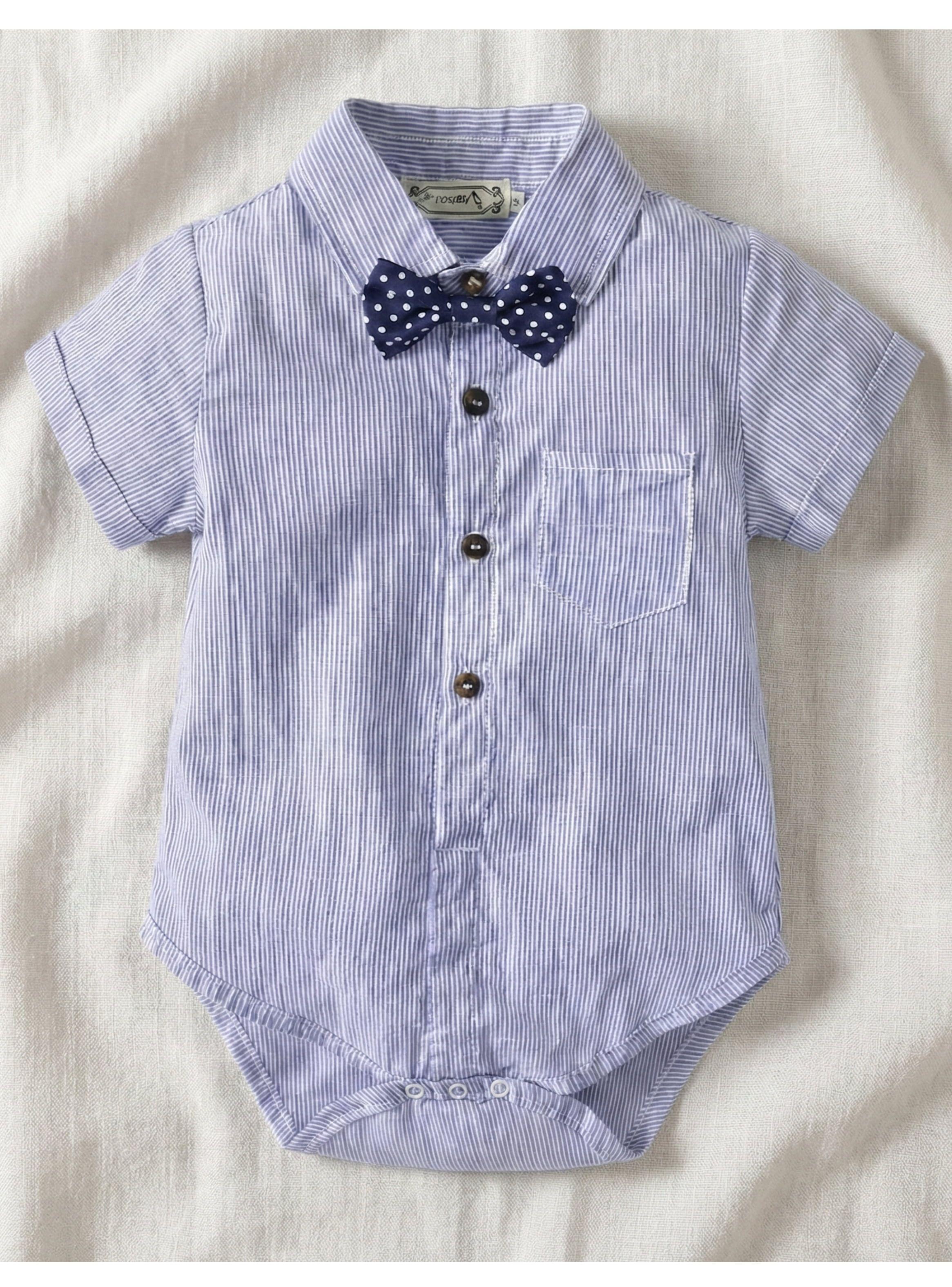 CONJUNTO BEBE NIÑO PEQUEÑA LUZ SHORT Y CAMISA- BODY ESTILO CABALLERO-2