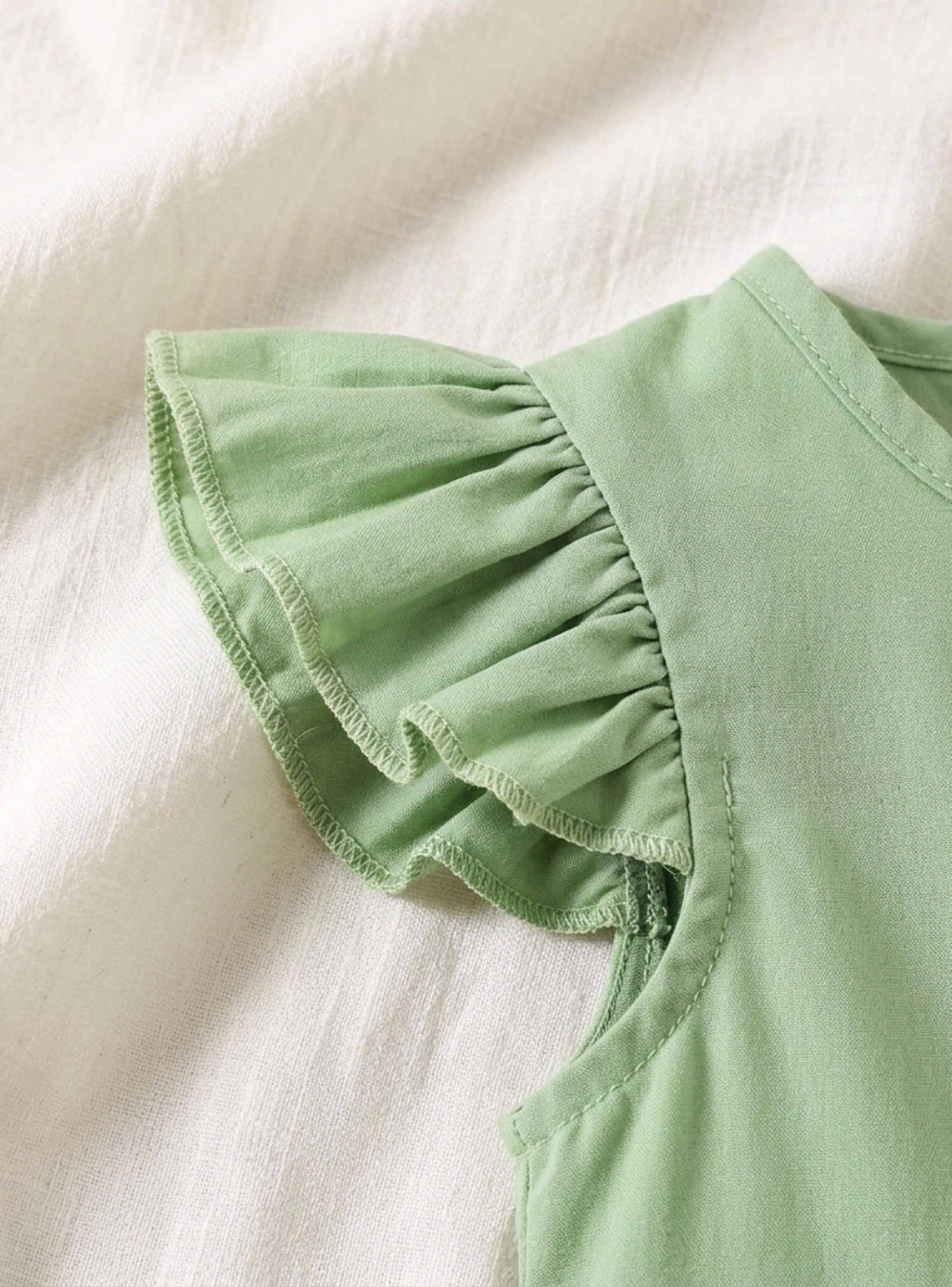 Vestido Bebé Niña Fiesta Tul Bordado Flores Verde Menta Con Cintillo - Pequeña Luz (12-18 Meses)-3