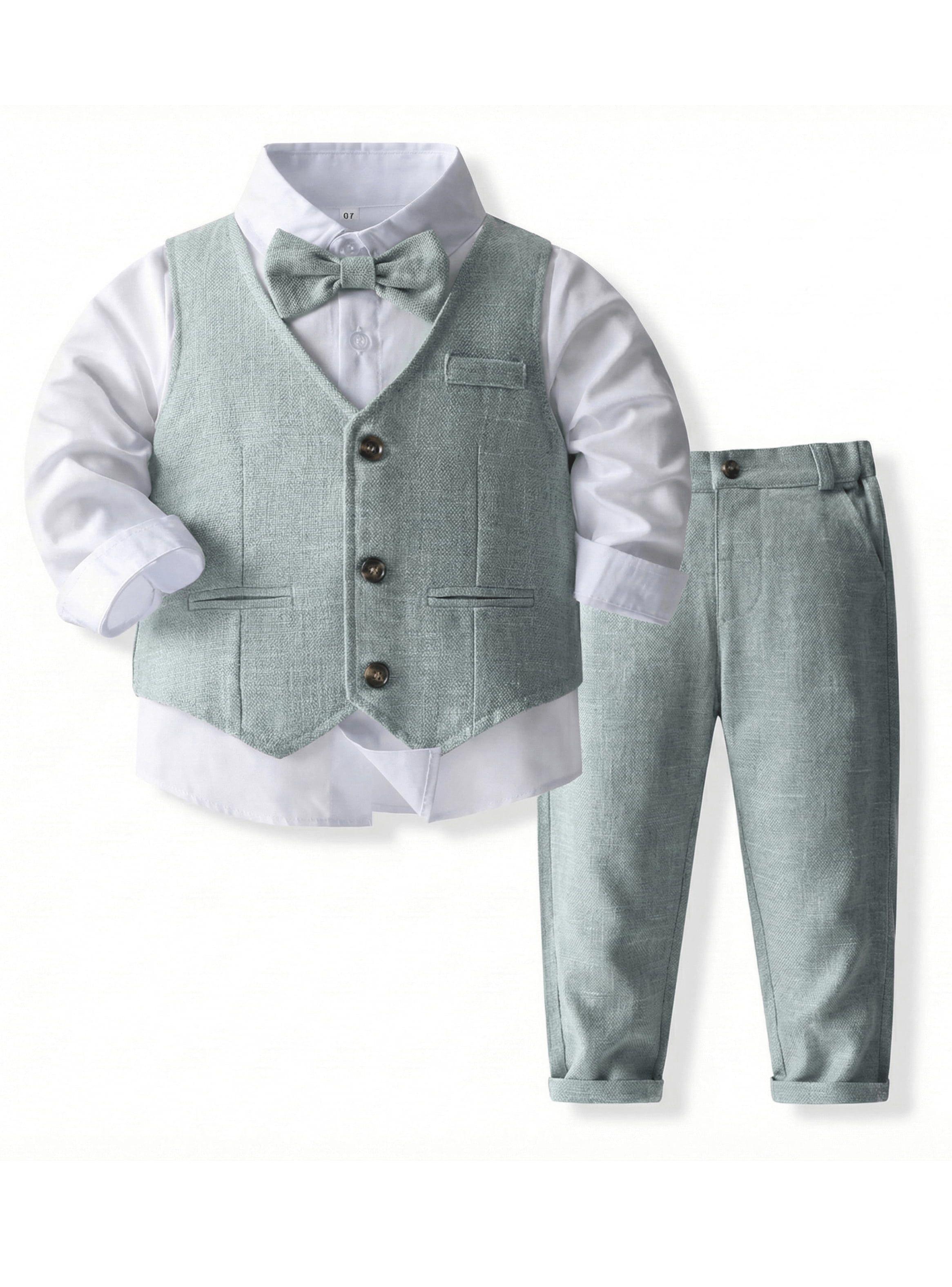 TERNO BEBÉ NIÑO PEQUEÑA LUZ VERDE TRAJE FORMAL-1