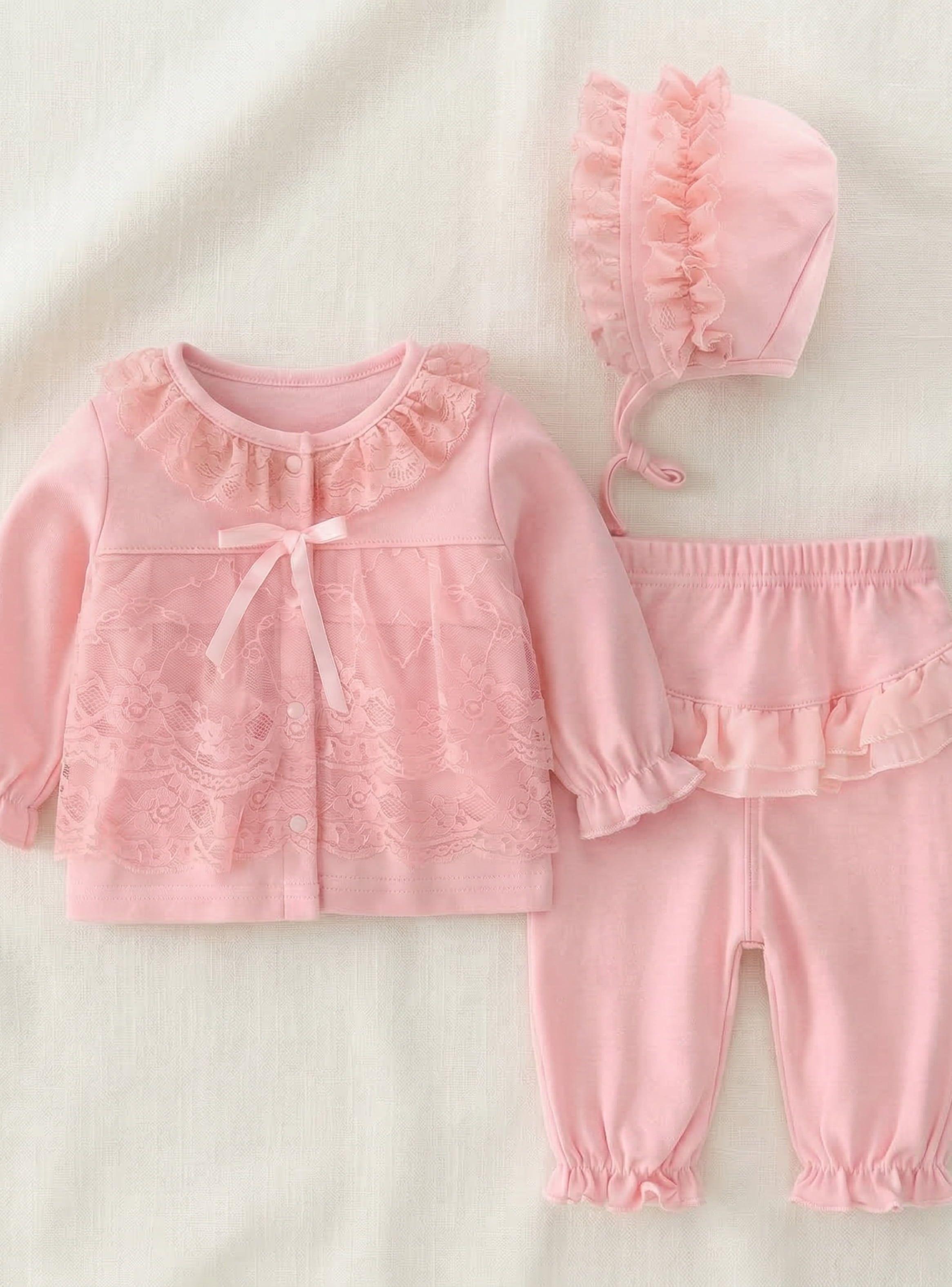 CONJUNTO BEBÉ NIÑA PEQUEÑA LUZ ALGODÓN DE 3 PIEZAS-1