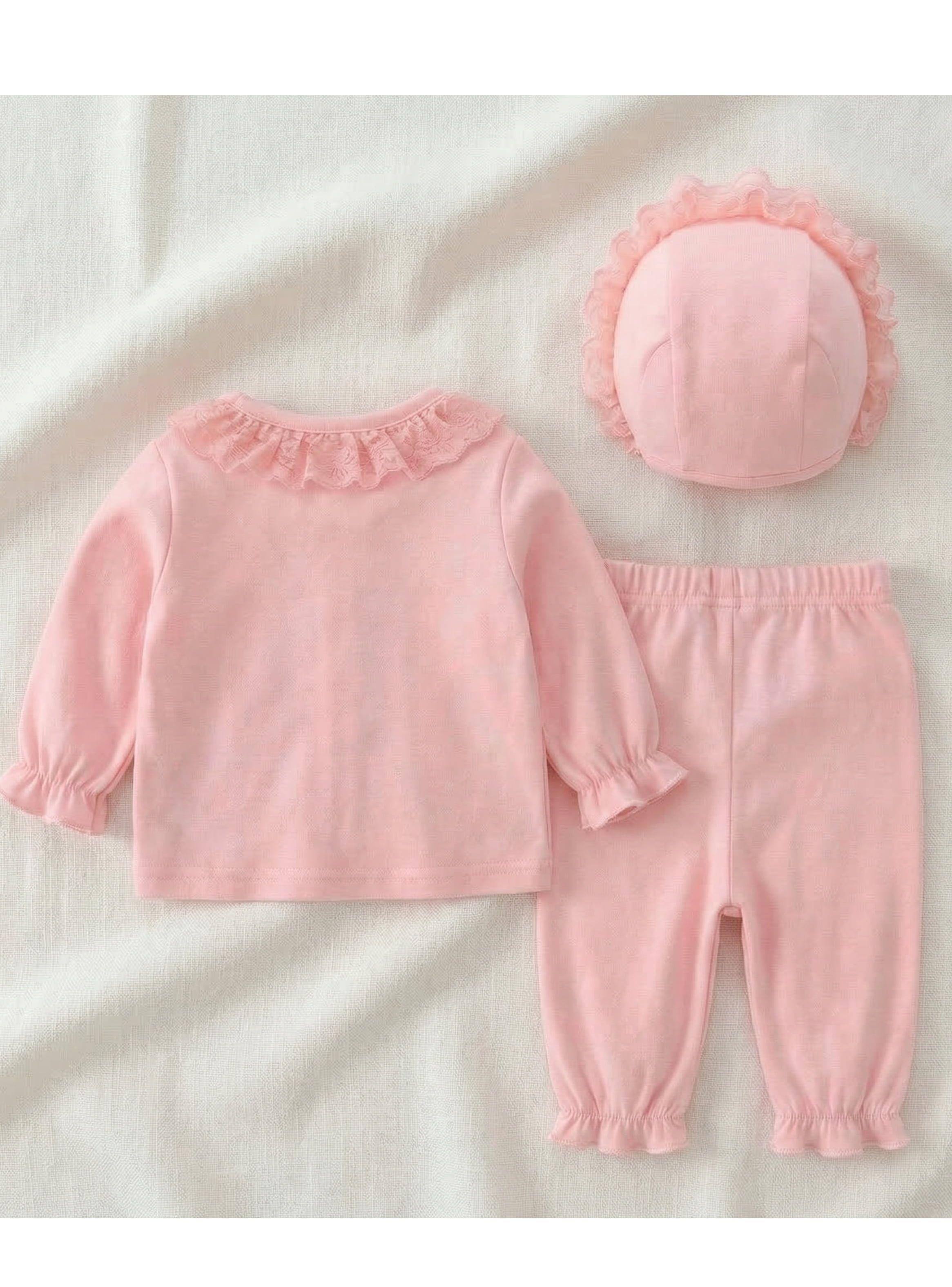 CONJUNTO BEBÉ NIÑA PEQUEÑA LUZ ALGODÓN DE 3 PIEZAS-3