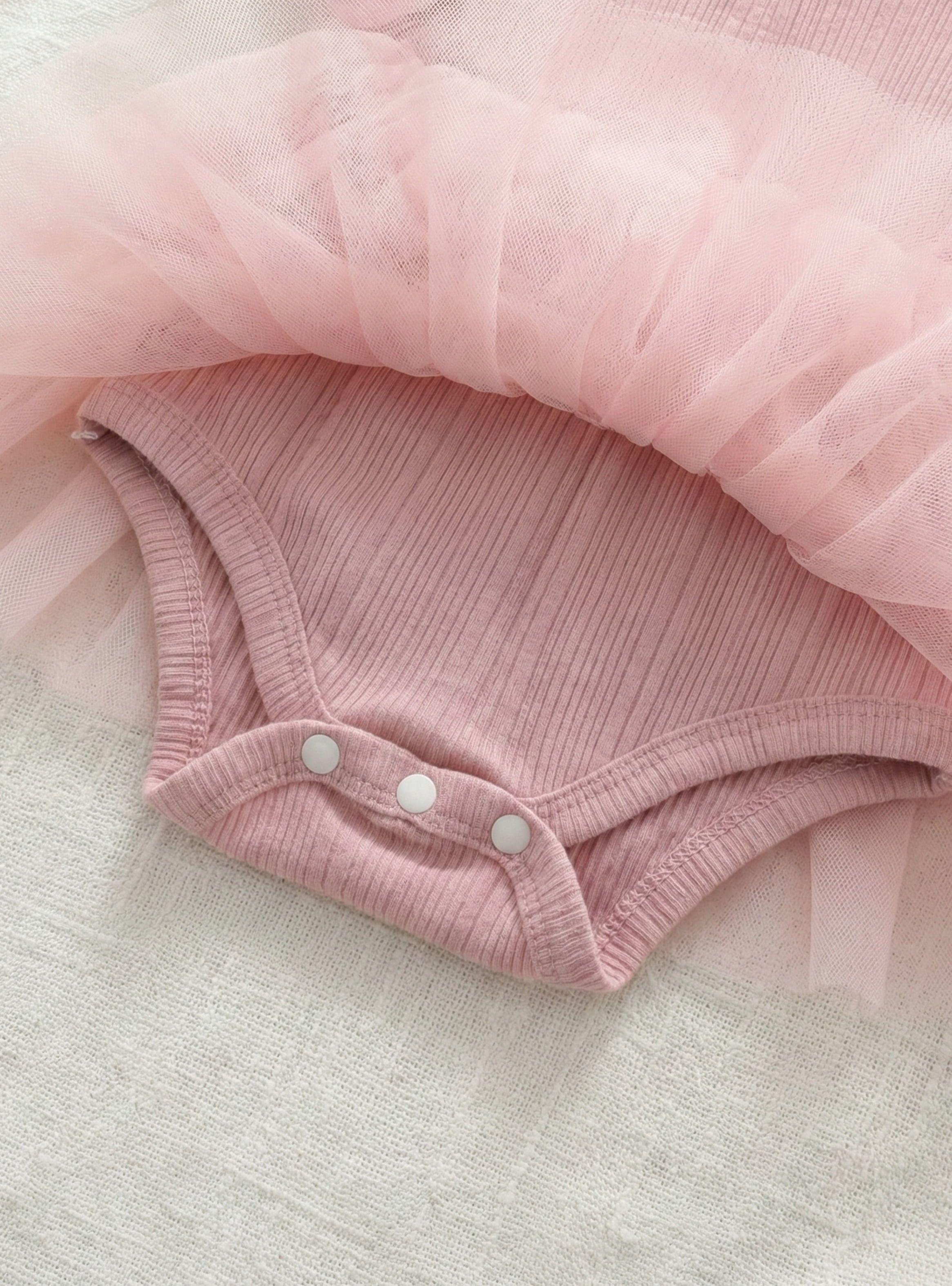 VESTIDO BODY BEBE NIÑA PEQUEÑA LUZ CON TUTU Y DIADEMA COLOR ROSA MOSQUETA-2