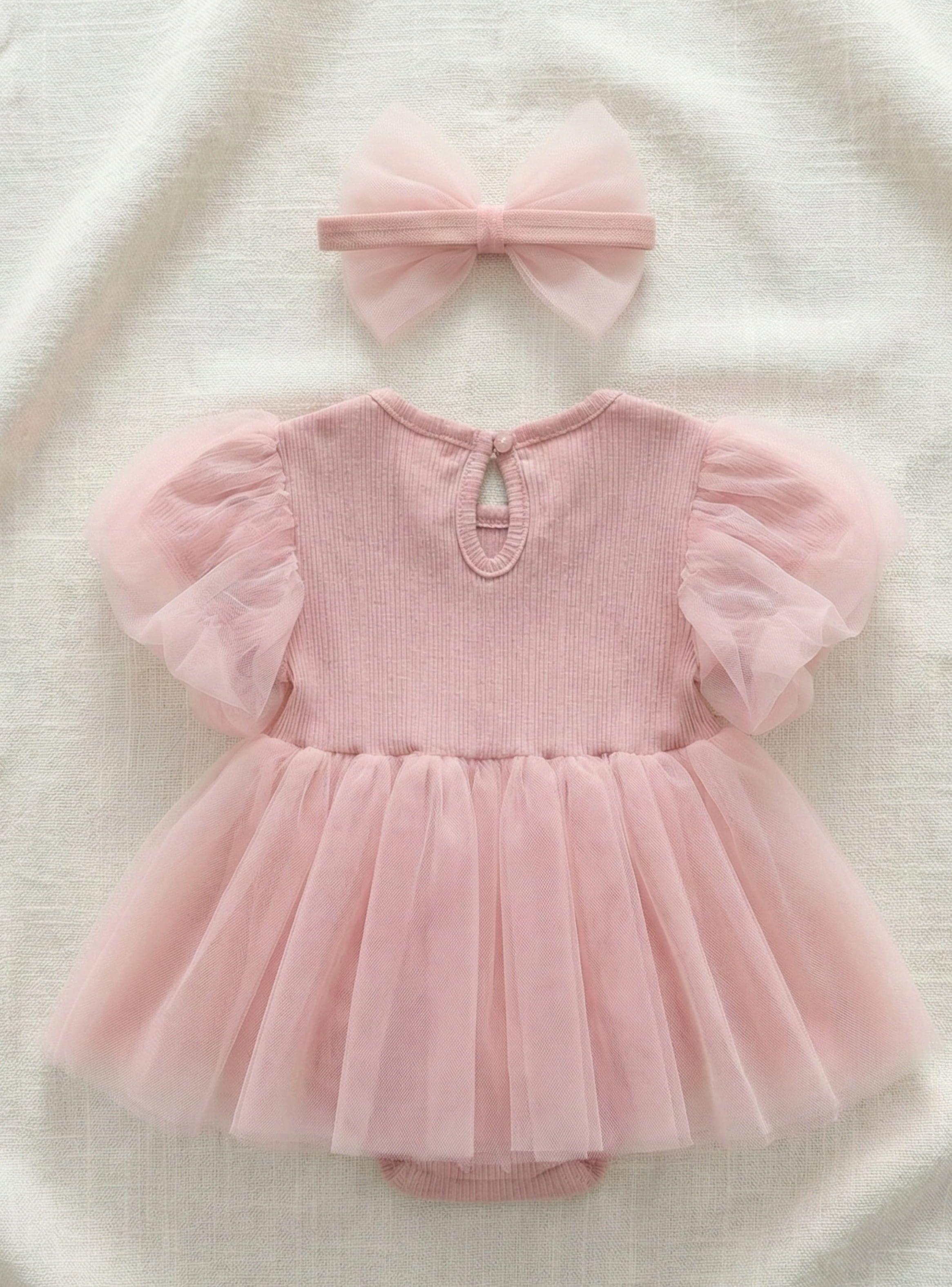 VESTIDO BODY BEBE NIÑA PEQUEÑA LUZ CON TUTU Y DIADEMA COLOR ROSA MOSQUETA-3