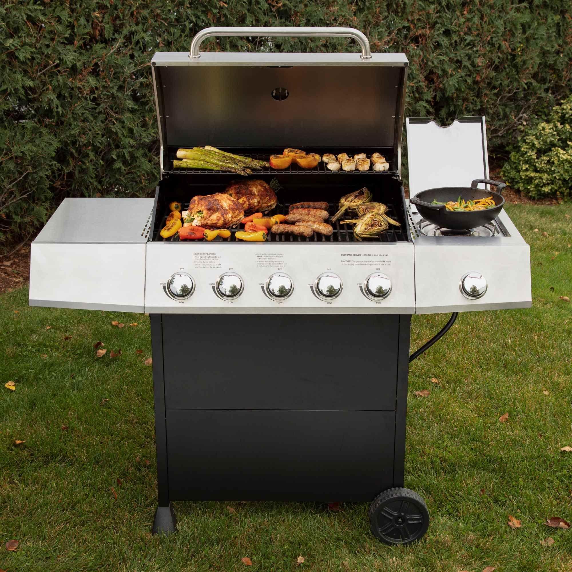 Parrilla a gas de 5 quemadores con quemador lateral CGG-8500-3