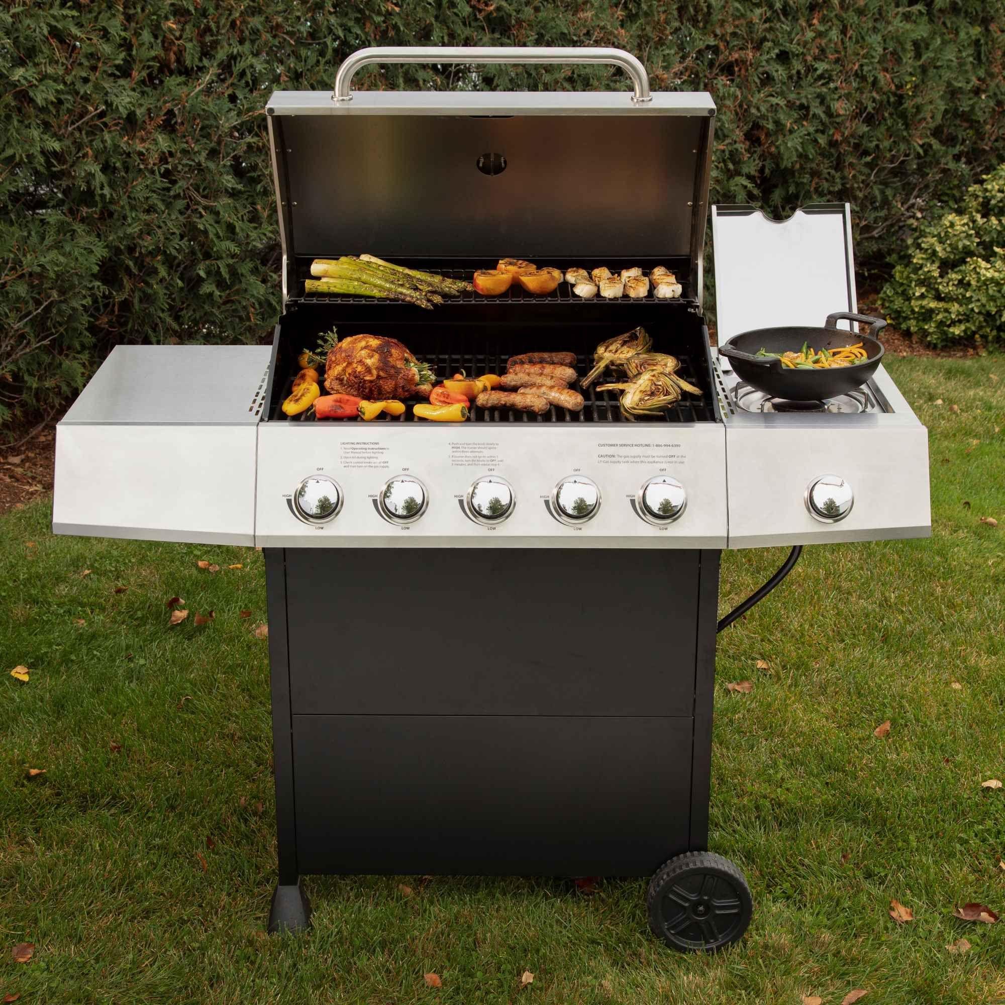 Parrilla a gas de 5 quemadores con quemador lateral CGG-8500-4