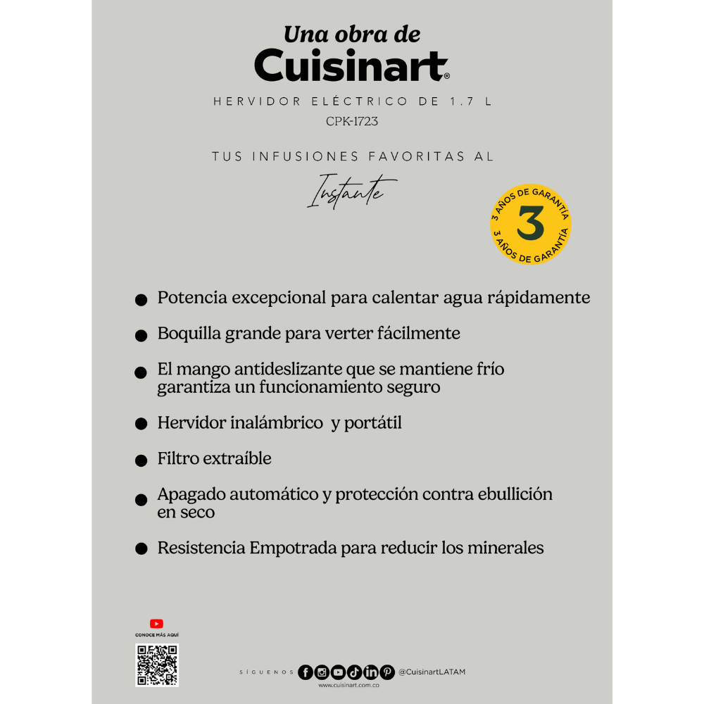 Hervidor Eléctrico De 1,7 litros CPK1723CL-6