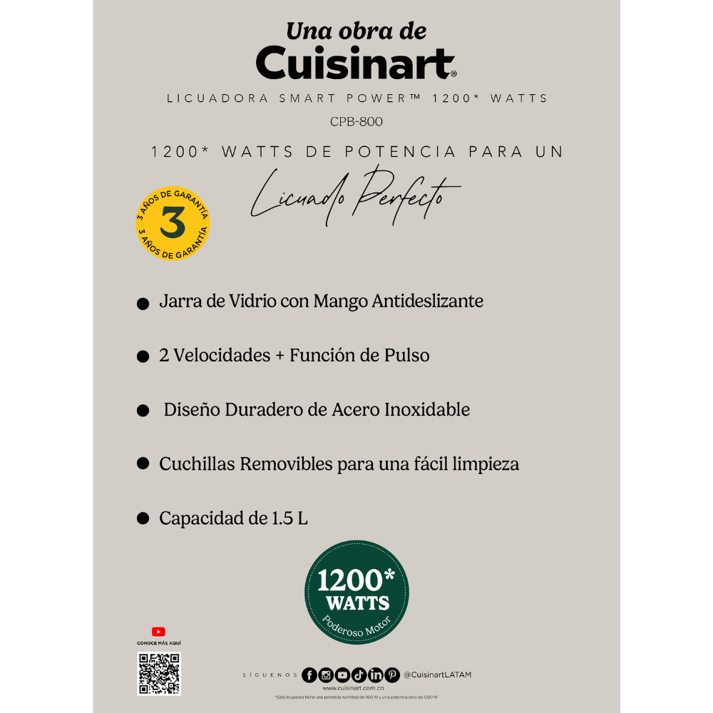 Licuadora De 900 W Smart Power™ CPB800CL-6