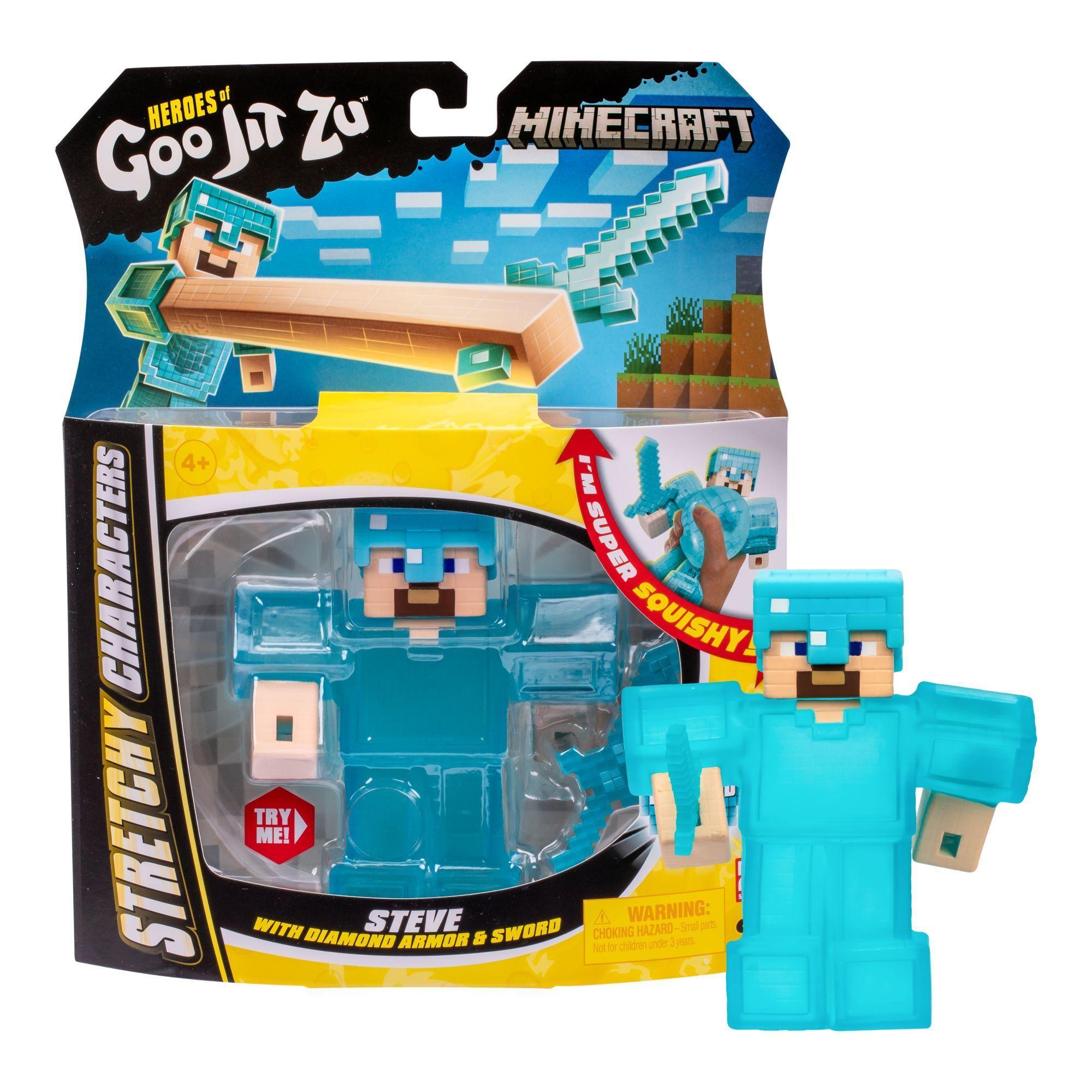 Goo Jit Zu Minecraft Steve Diamante Figura Estirable-0