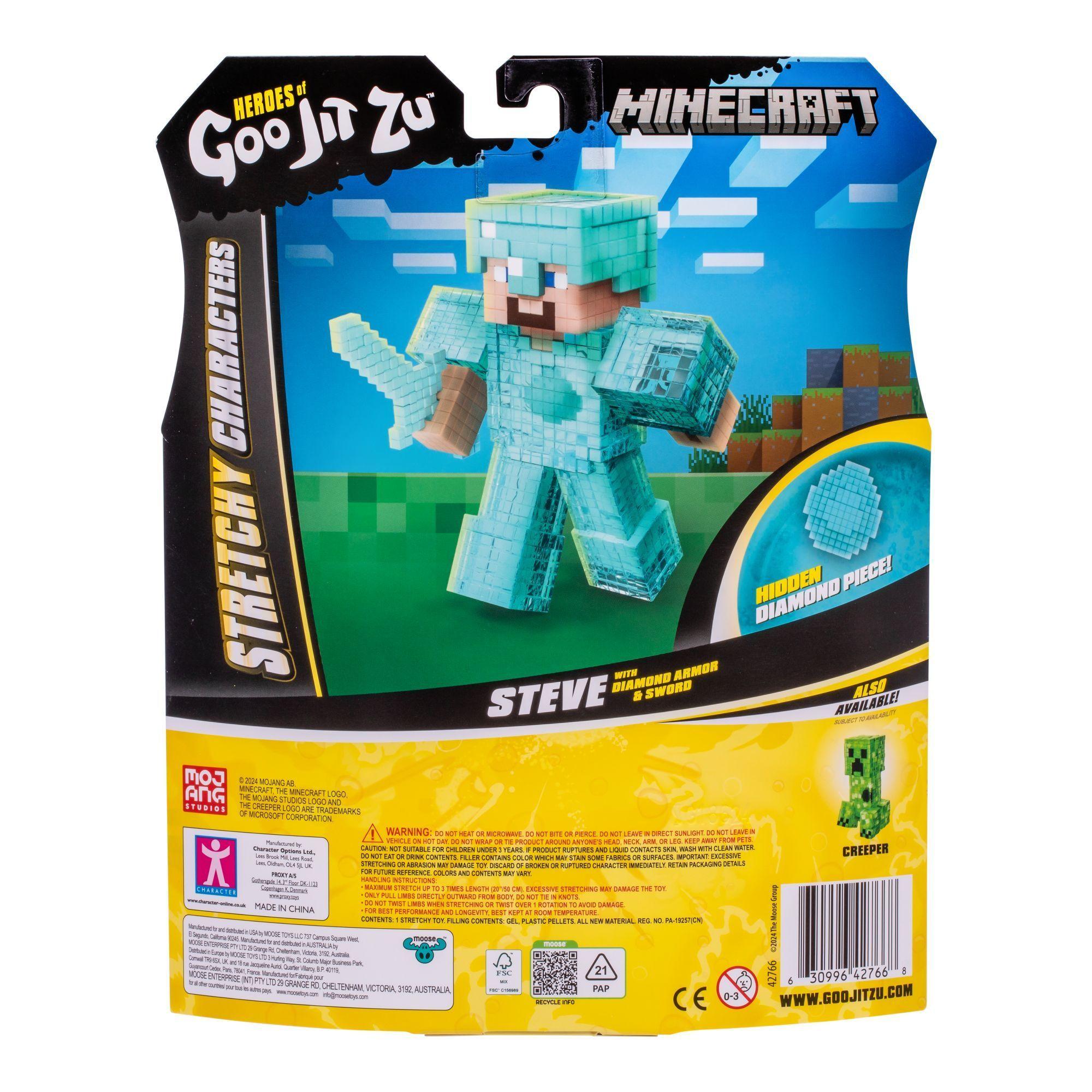 Goo Jit Zu Minecraft Steve Diamante Figura Estirable-1
