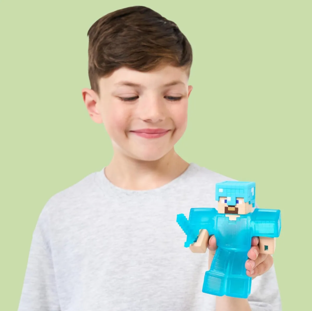 Goo Jit Zu Minecraft Steve Diamante Figura Estirable-5