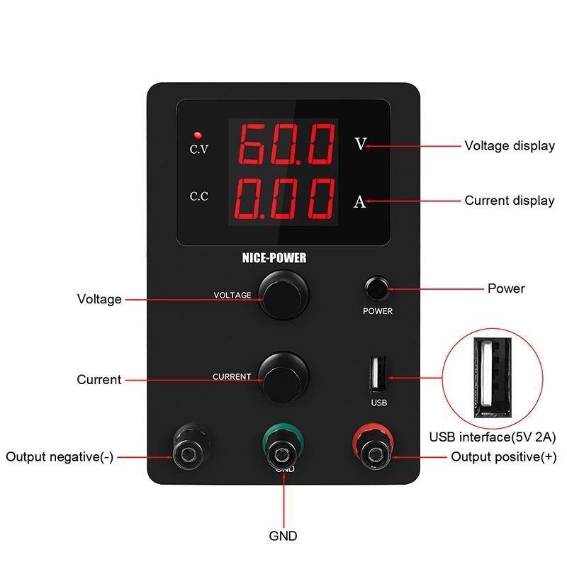 Fuente de poder regulable variable de 0-60V y 0-5A 300W-2
