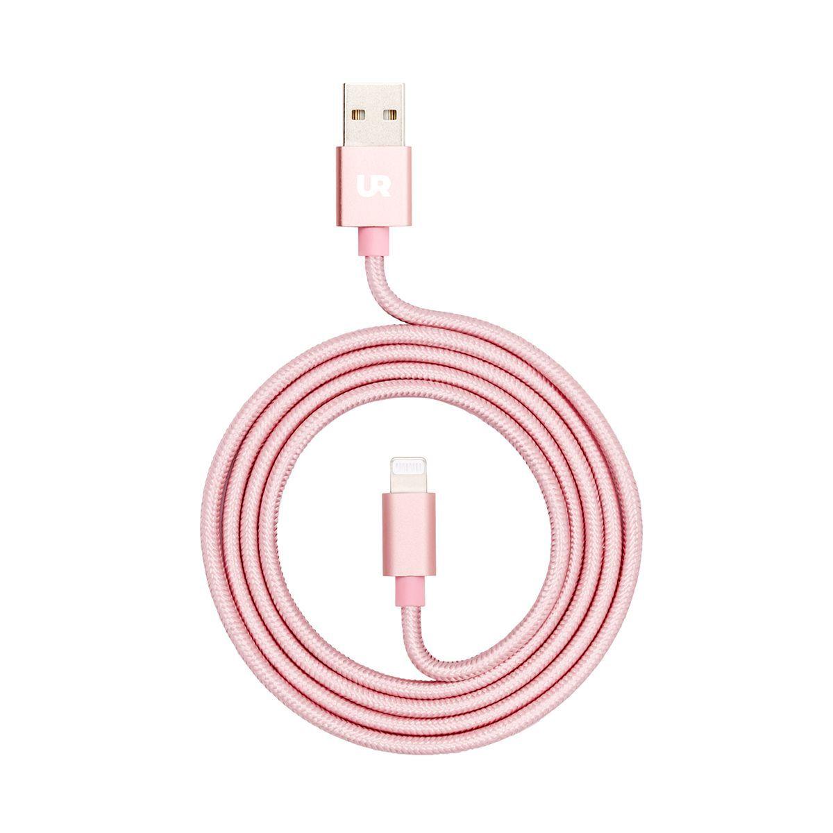 Cable USB a Lightning 1 M Trenzado Fabric Rose Gold Urbano-0