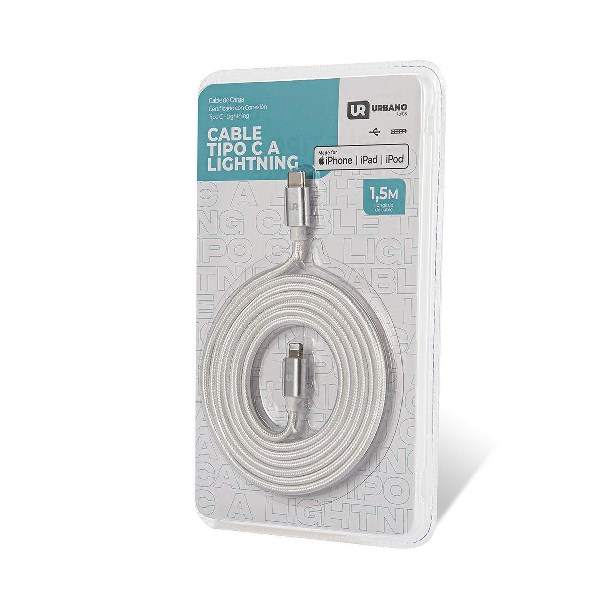 Cable USB-C a Lightning 1,5 M Trenzado Fabric Shining White-3