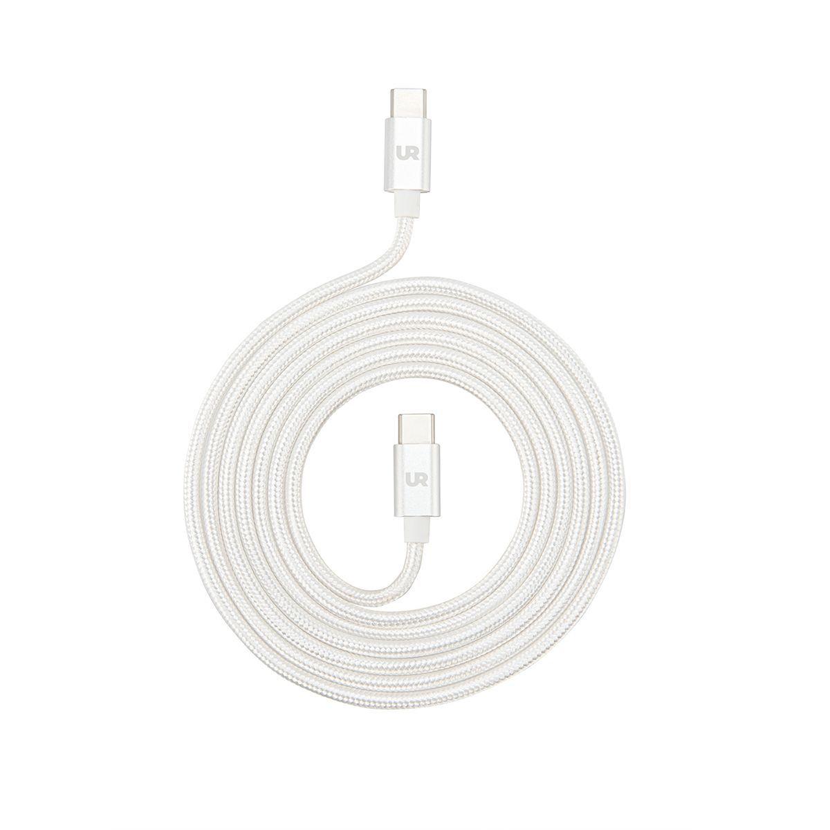Cable USB-C a USB-C 1,5 M Trenzado Fabric Shining White-0