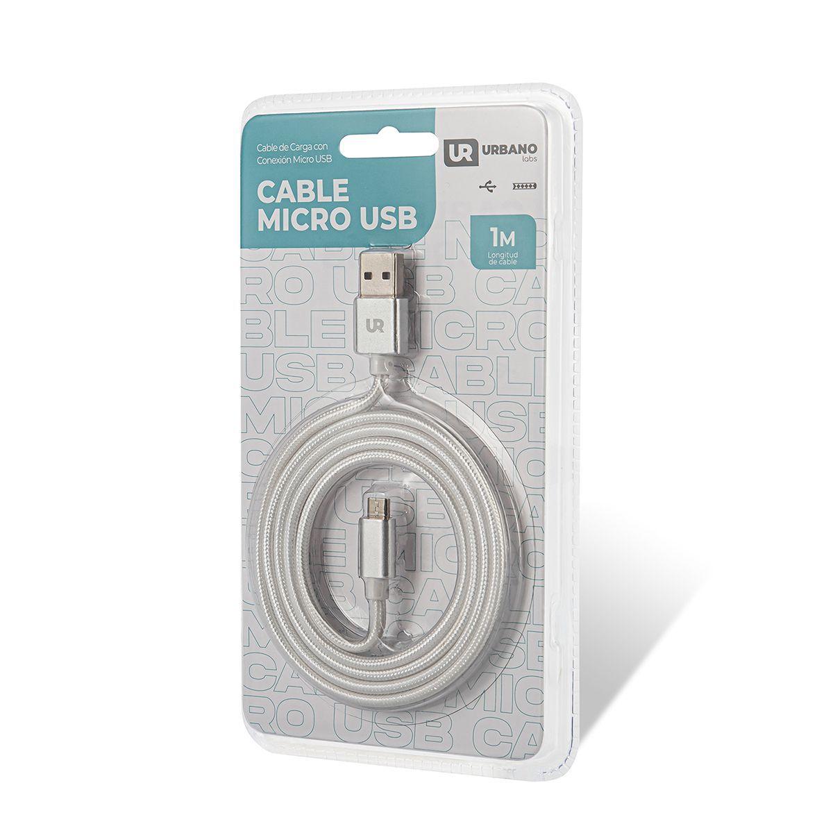 Cable USB a Micro USB 1 M Trenzado Fabric Silver Urbano-3