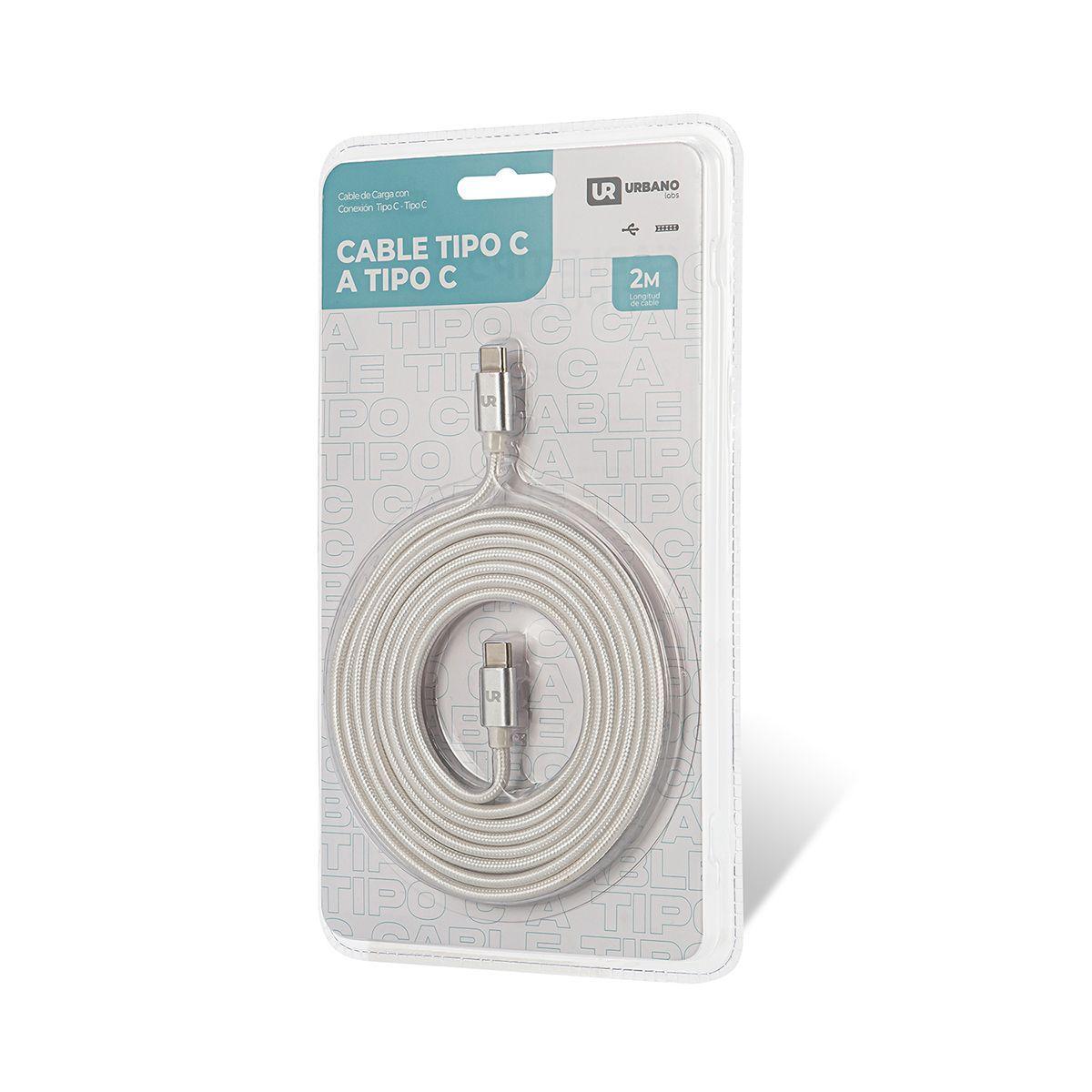 Cable USB-C a USB-C 2 M Trenzado Fabric Shining White-3