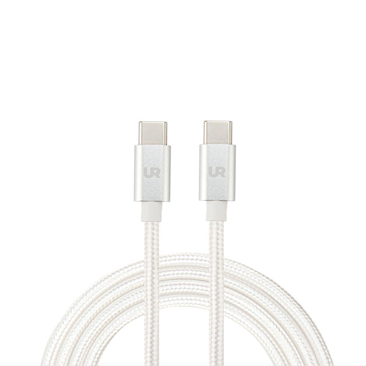 Cable USB-C a USB-C 2 M Trenzado Fabric Shining White-1