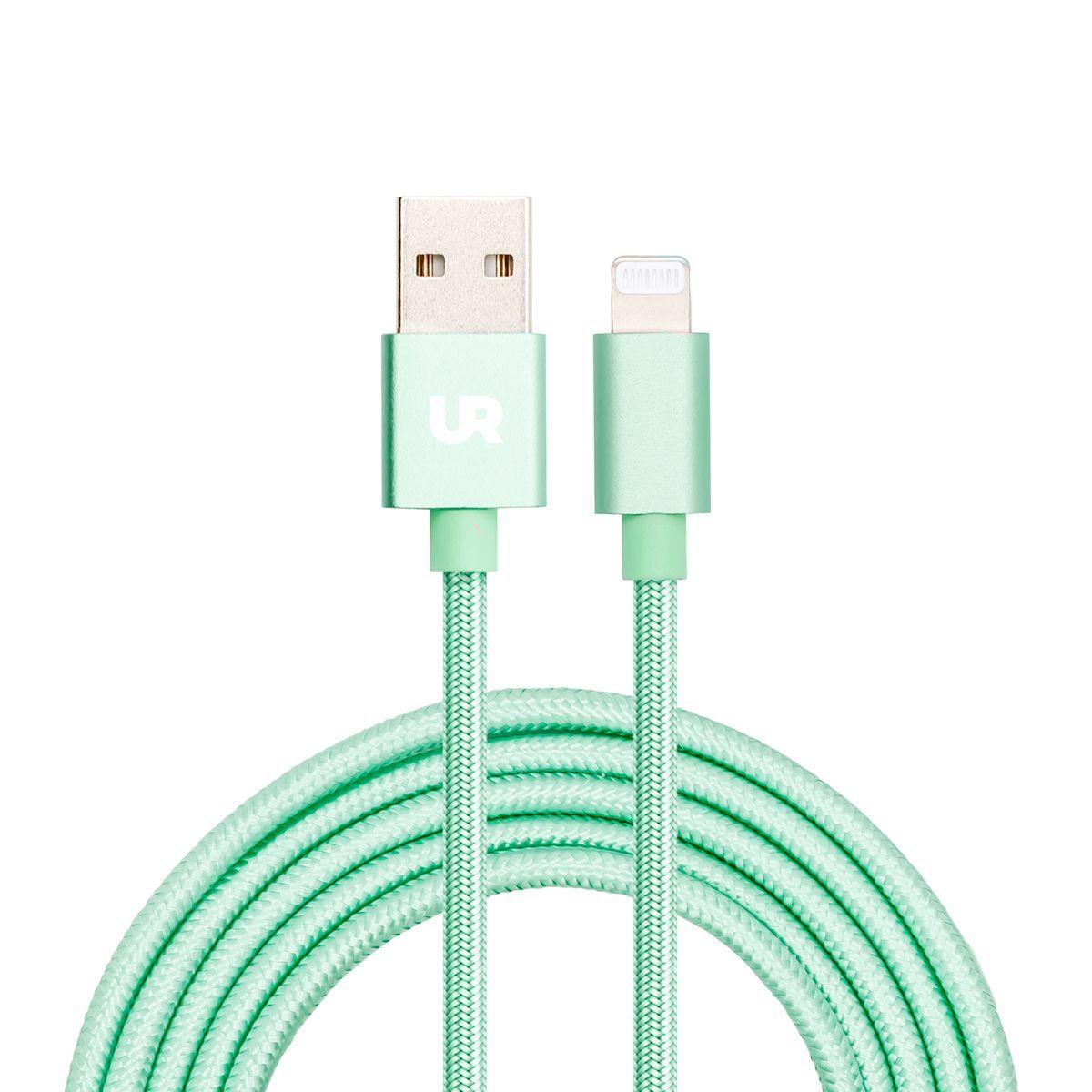 Cable USB a Lightning 1 M Trenzado Fabric Verde Menta Urbano-1