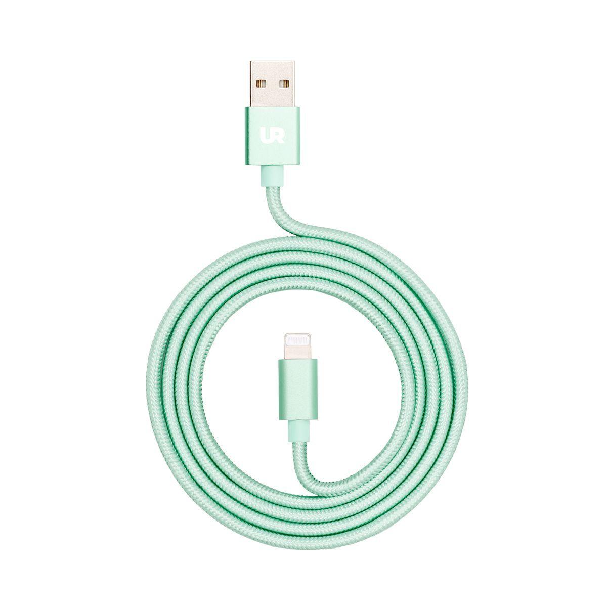 Cable USB a Lightning 1 M Trenzado Fabric Verde Menta Urbano-0