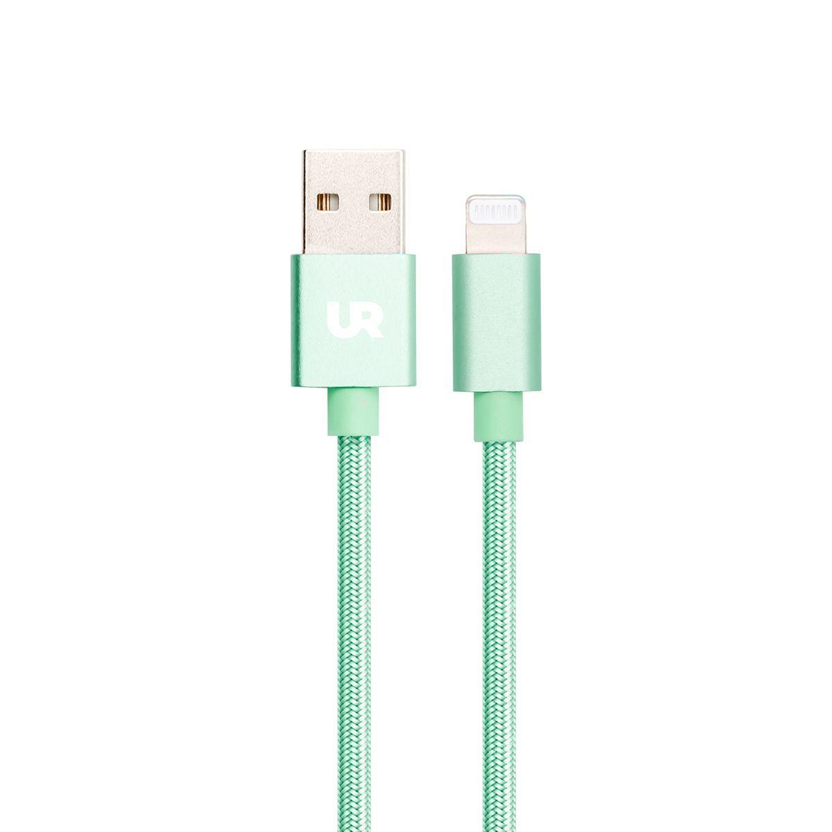 Cable USB a Lightning 1 M Trenzado Fabric Verde Menta Urbano-3