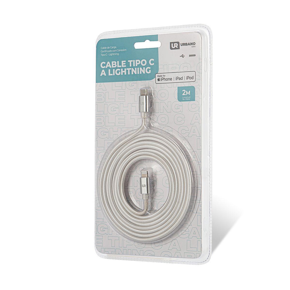 Cable USB-C a Lightning 2 M Trenzado Fabric Shining White-3