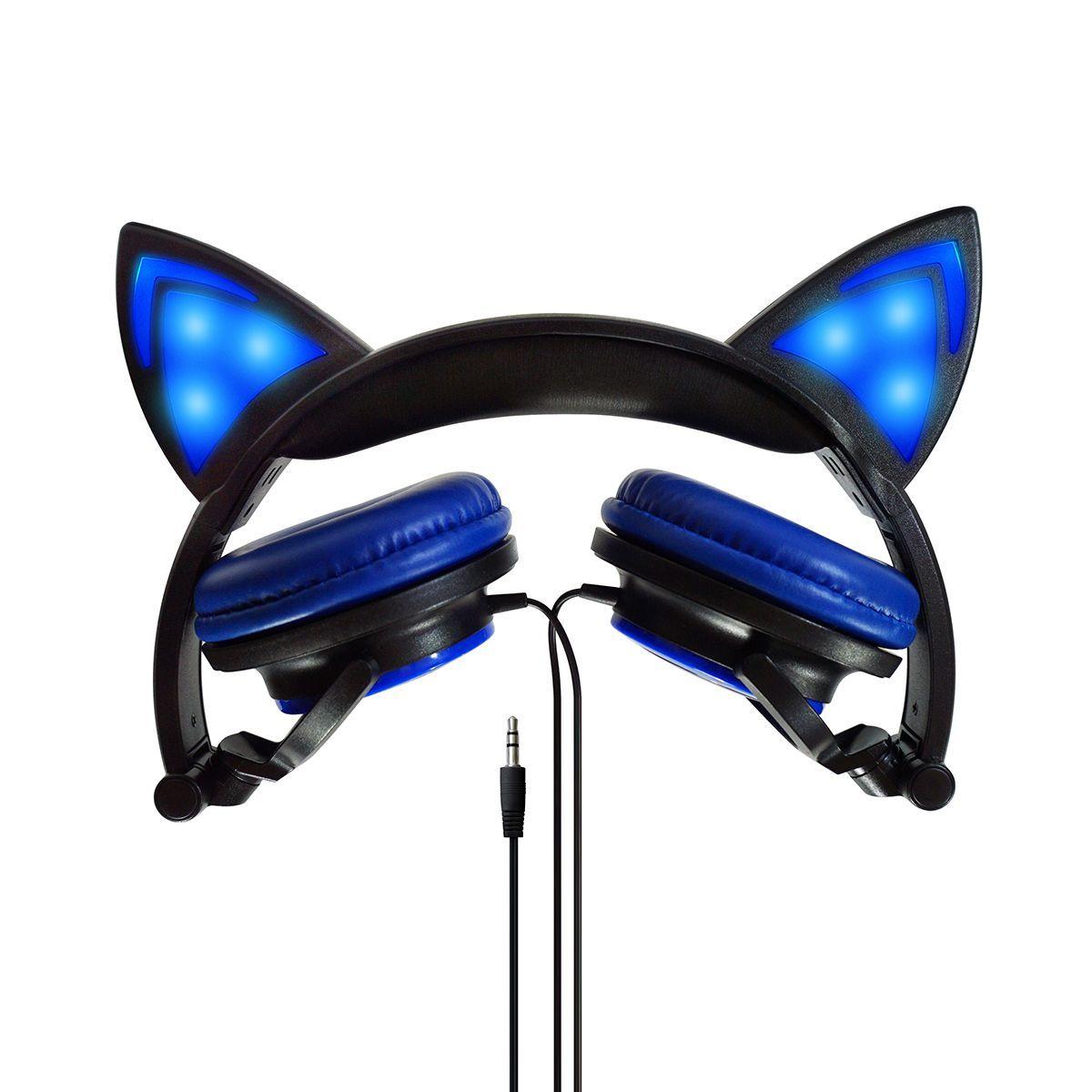 Audífonos Orejas de Gato Luz LED Azul Urbano-2