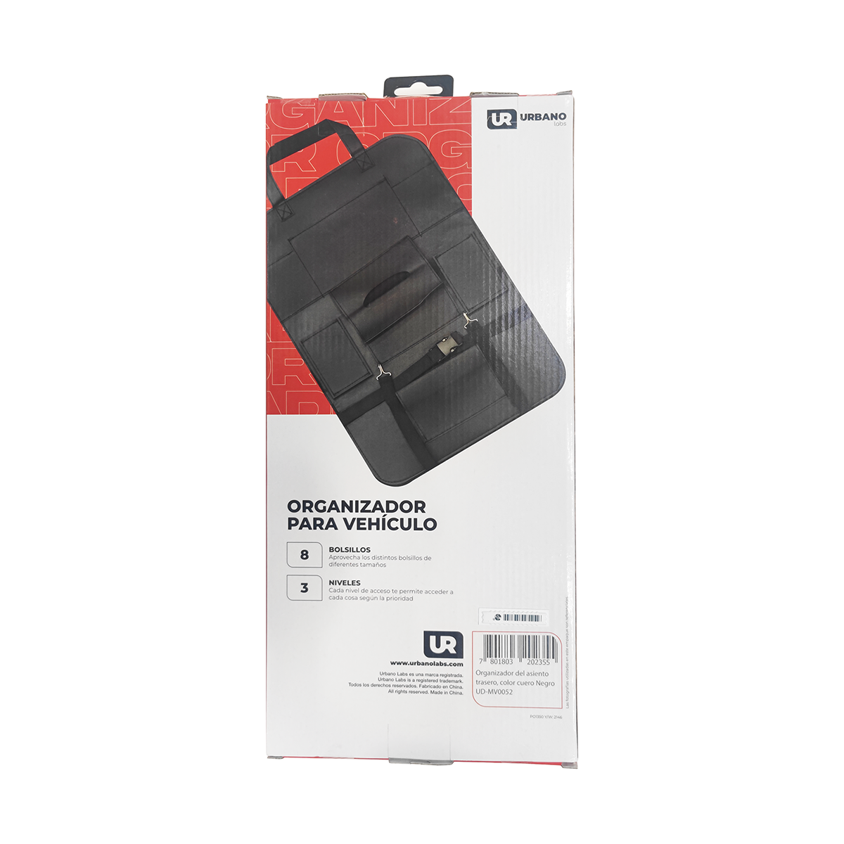 Organizador de asiento trasero para autos Negro-4