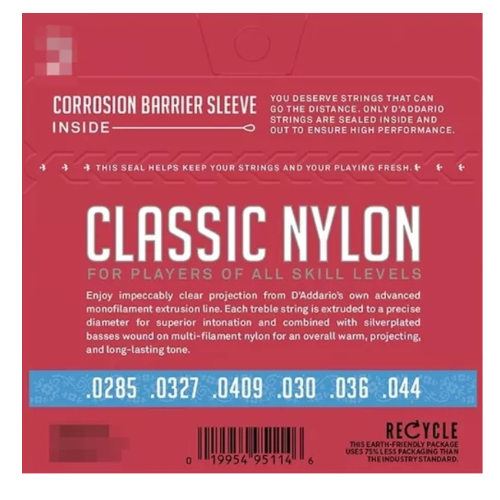 Cuerda Guitarra Daddario De Nylon De Alta Tension EJ27H-1