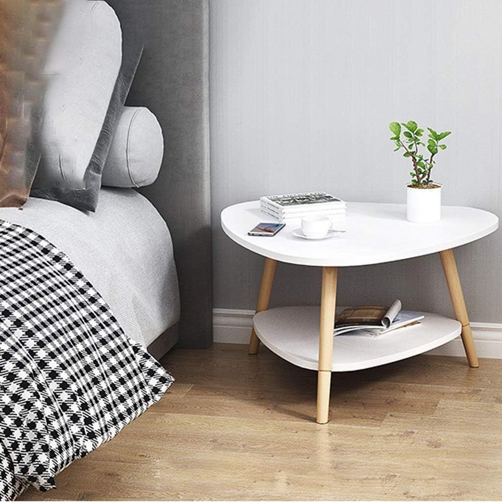 Mesa de centro triangular blanca 60x60x42 cm 2 niveles-3