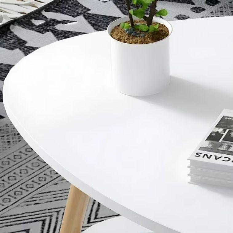 Mesa de centro triangular blanca 60x60x42 cm 2 niveles-4