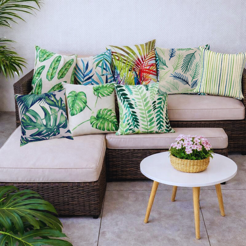 Funda de Coj n 45x45 cm Hojas Tropicales Hojas Alargadas-4