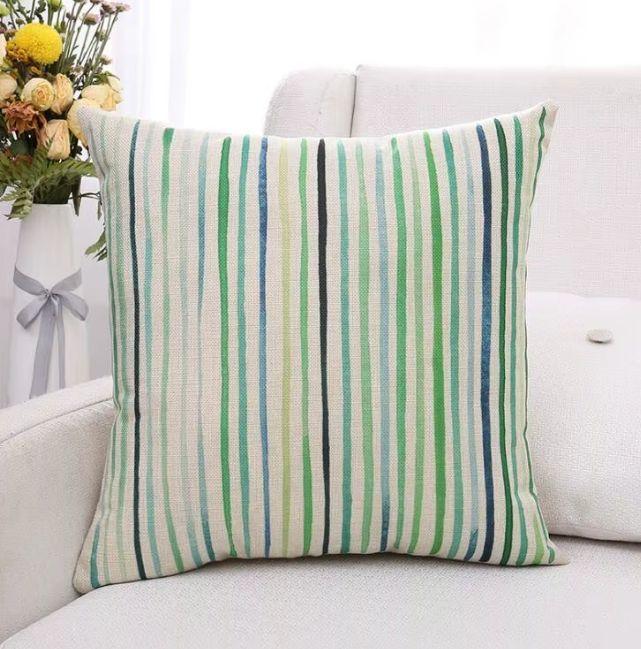 Funda de Coj n 45x45 cm Hojas Tropicales Rayas Verdes-4