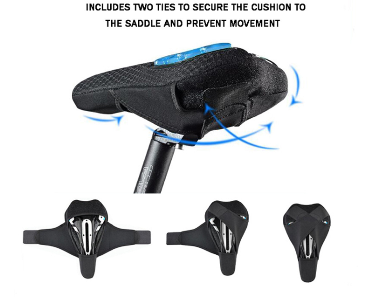 Cubre asiento sillín bicicleta gel velcro azul-2