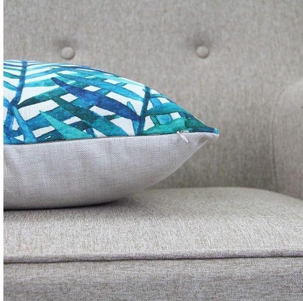 Funda de Coj n 45x45 cm Hojas Tropicales Verde Azulado-2