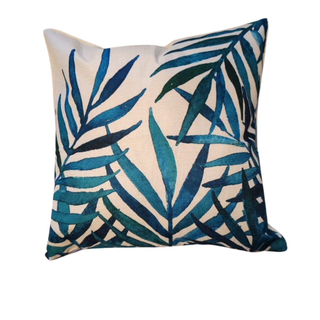 Funda de Coj n 45x45 cm Hojas Tropicales Verde Azulado-4